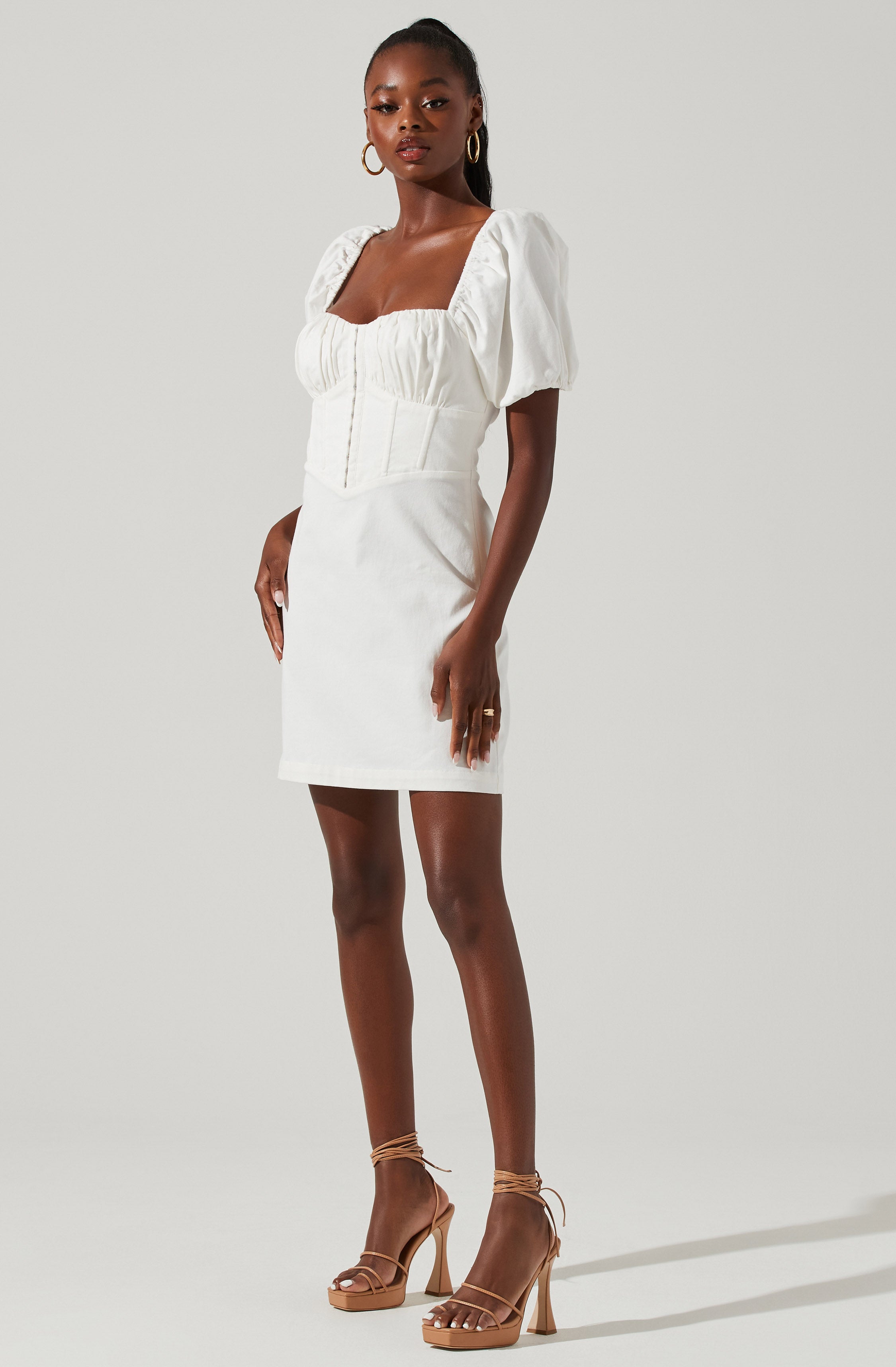 Kelilah Puff Sleeve Bustier Mini Dress-Aljck