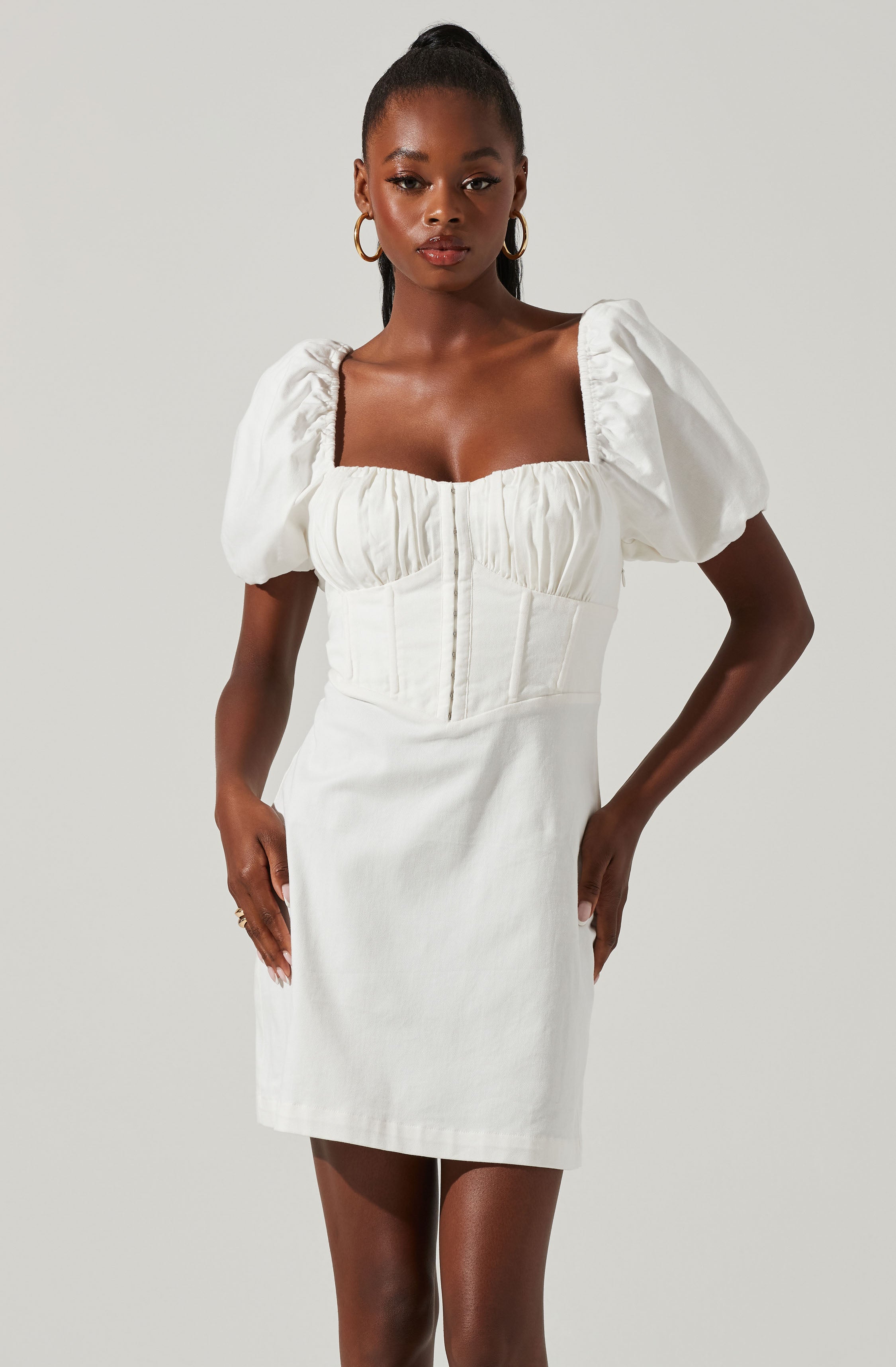 Kelilah Puff Sleeve Bustier Mini Dress-Aljck