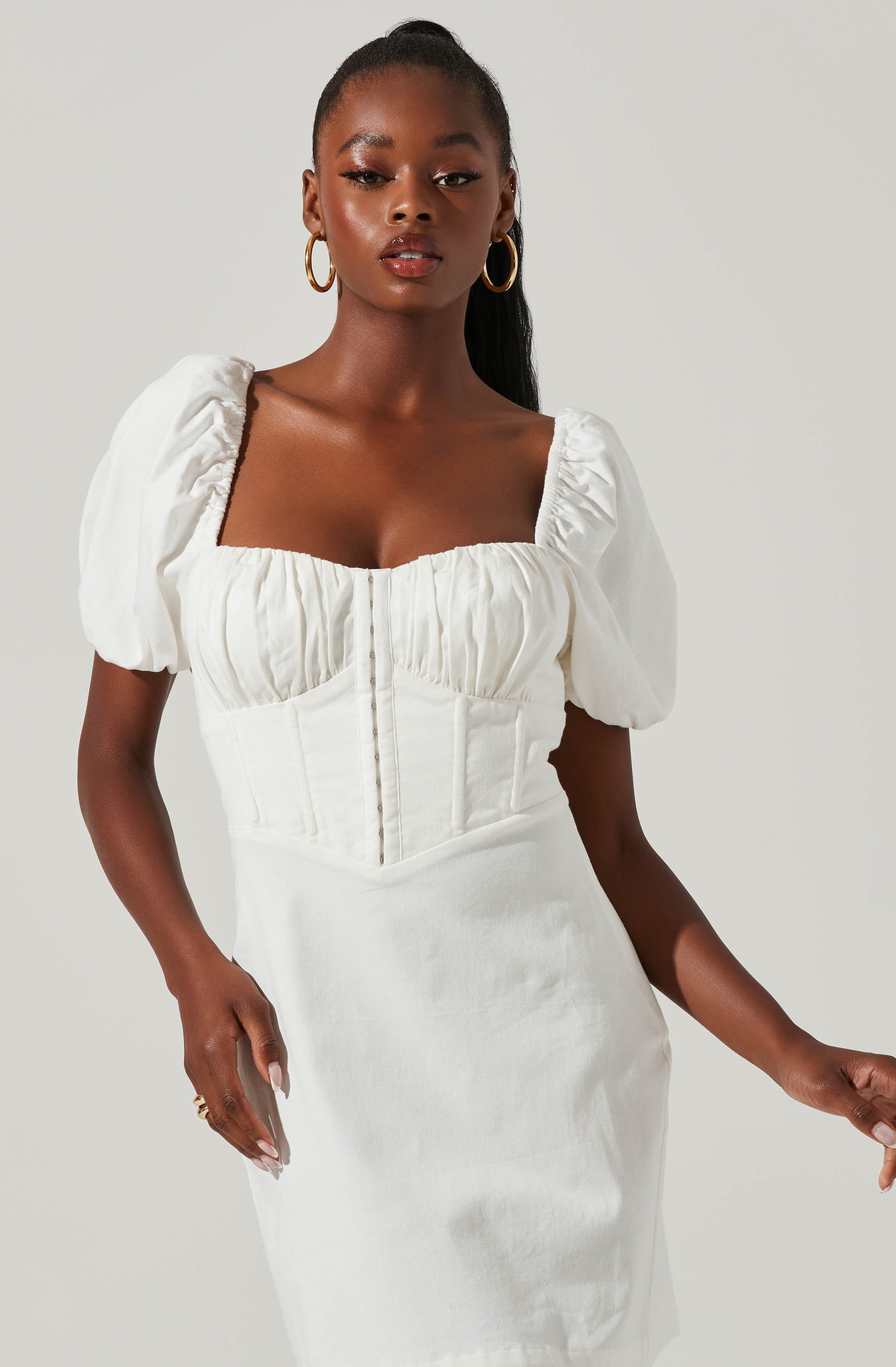 Kelilah Puff Sleeve Bustier Mini Dress-Aljck