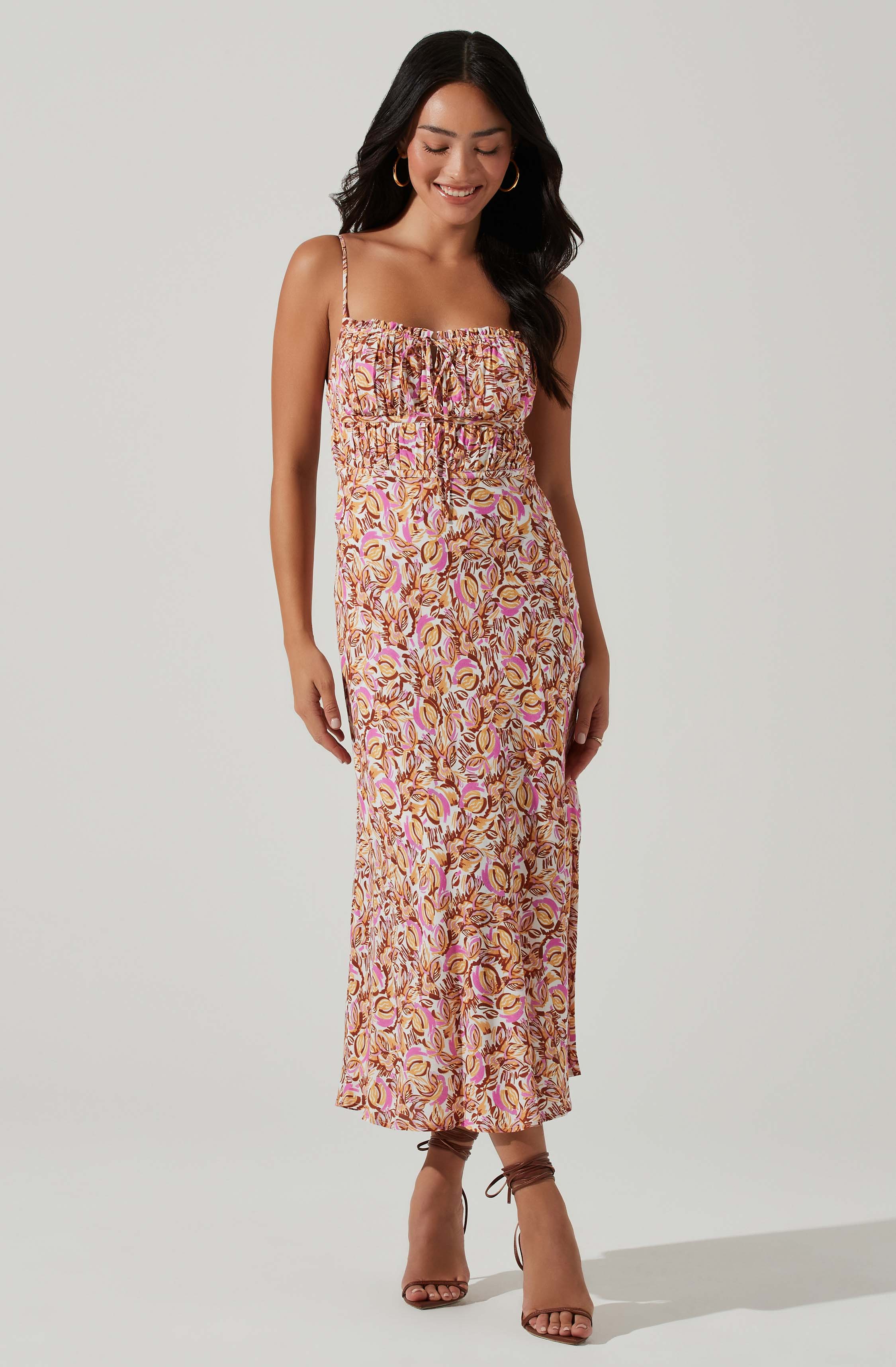 Maritza Floral Smocked Midi Dress-Aljck