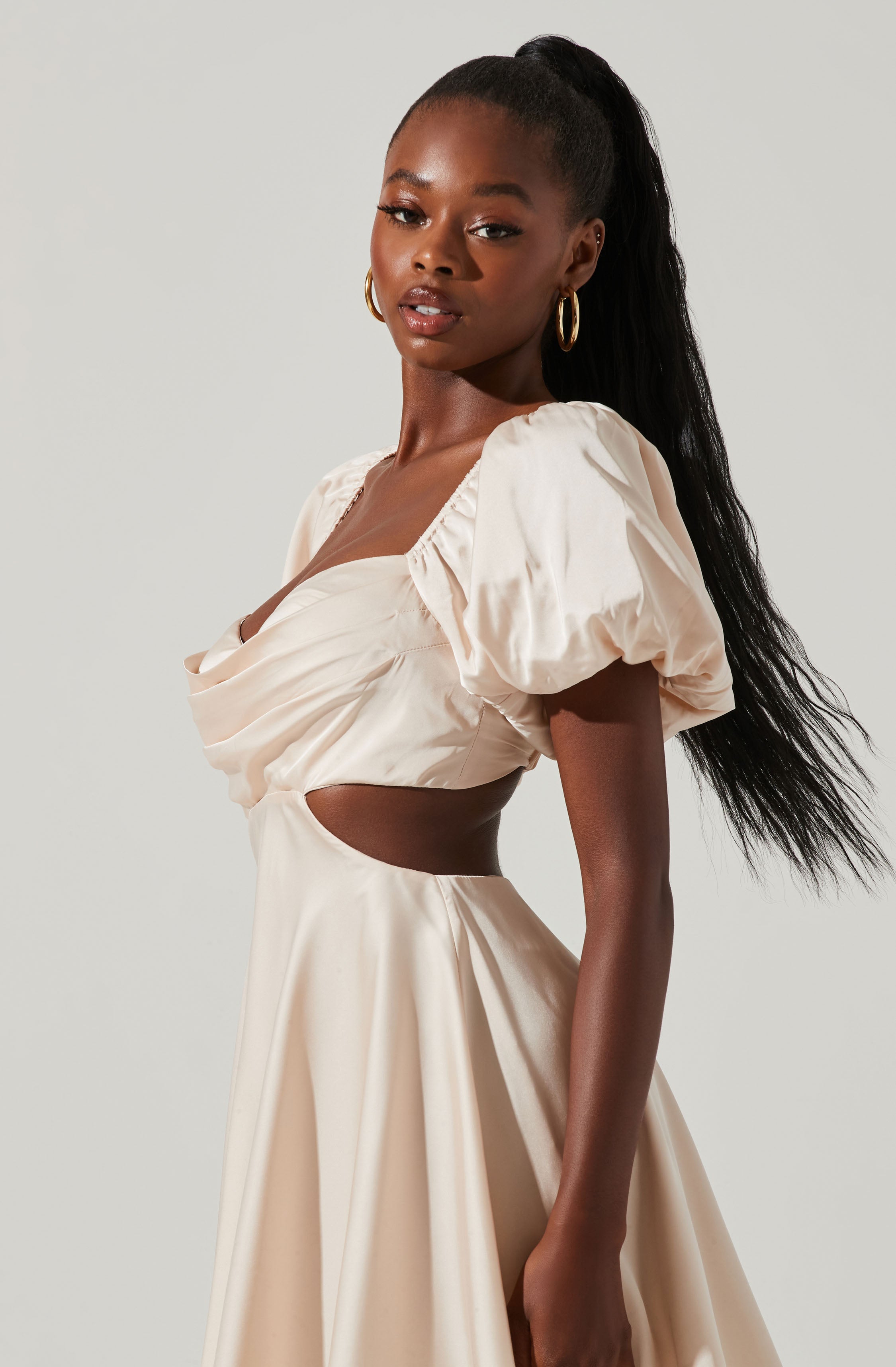 Clarita Cutout Puff Sleeve Mini Dress-Aljck