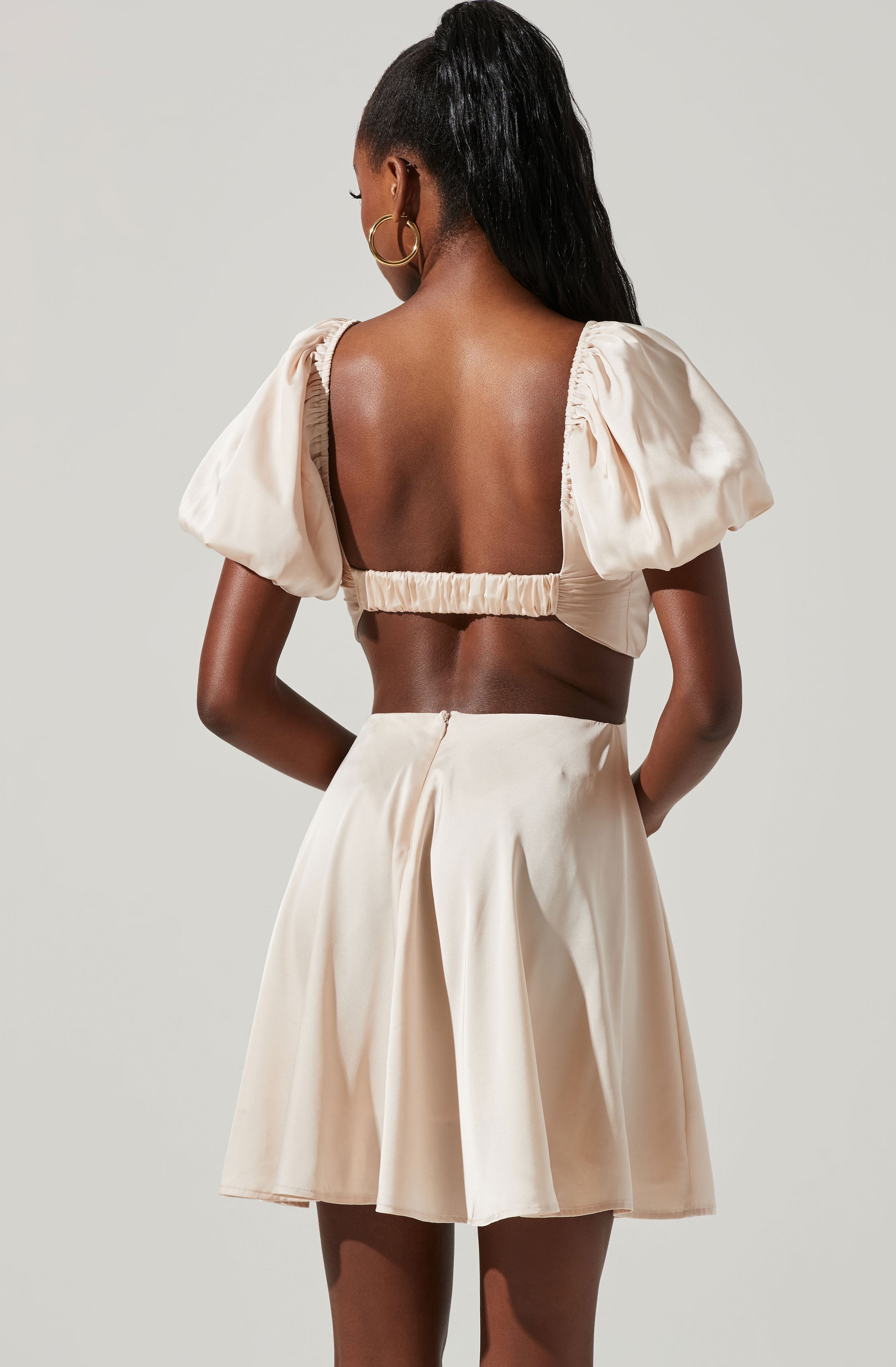 Clarita Cutout Puff Sleeve Mini Dress-Aljck