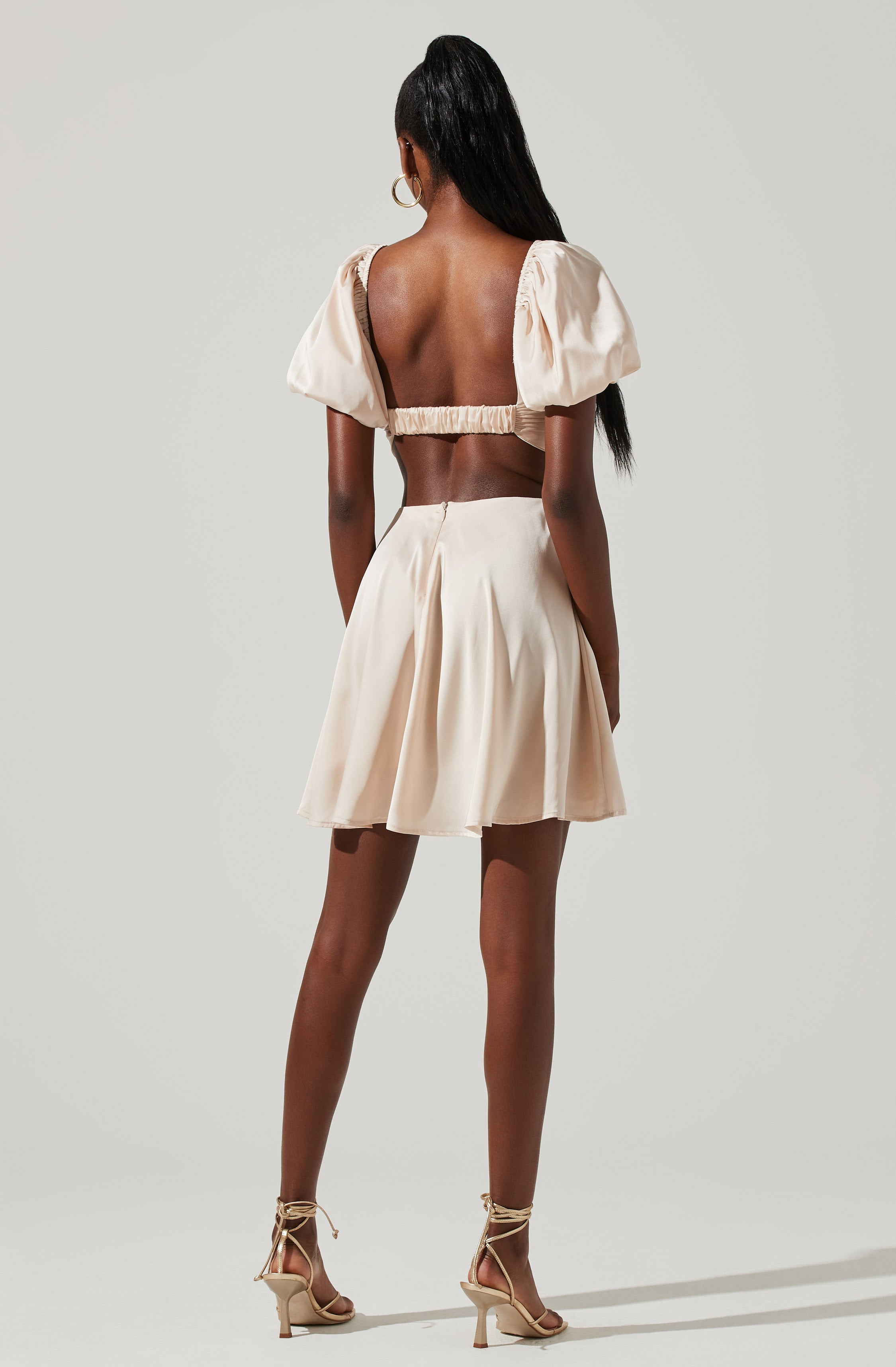 Clarita Cutout Puff Sleeve Mini Dress-Aljck