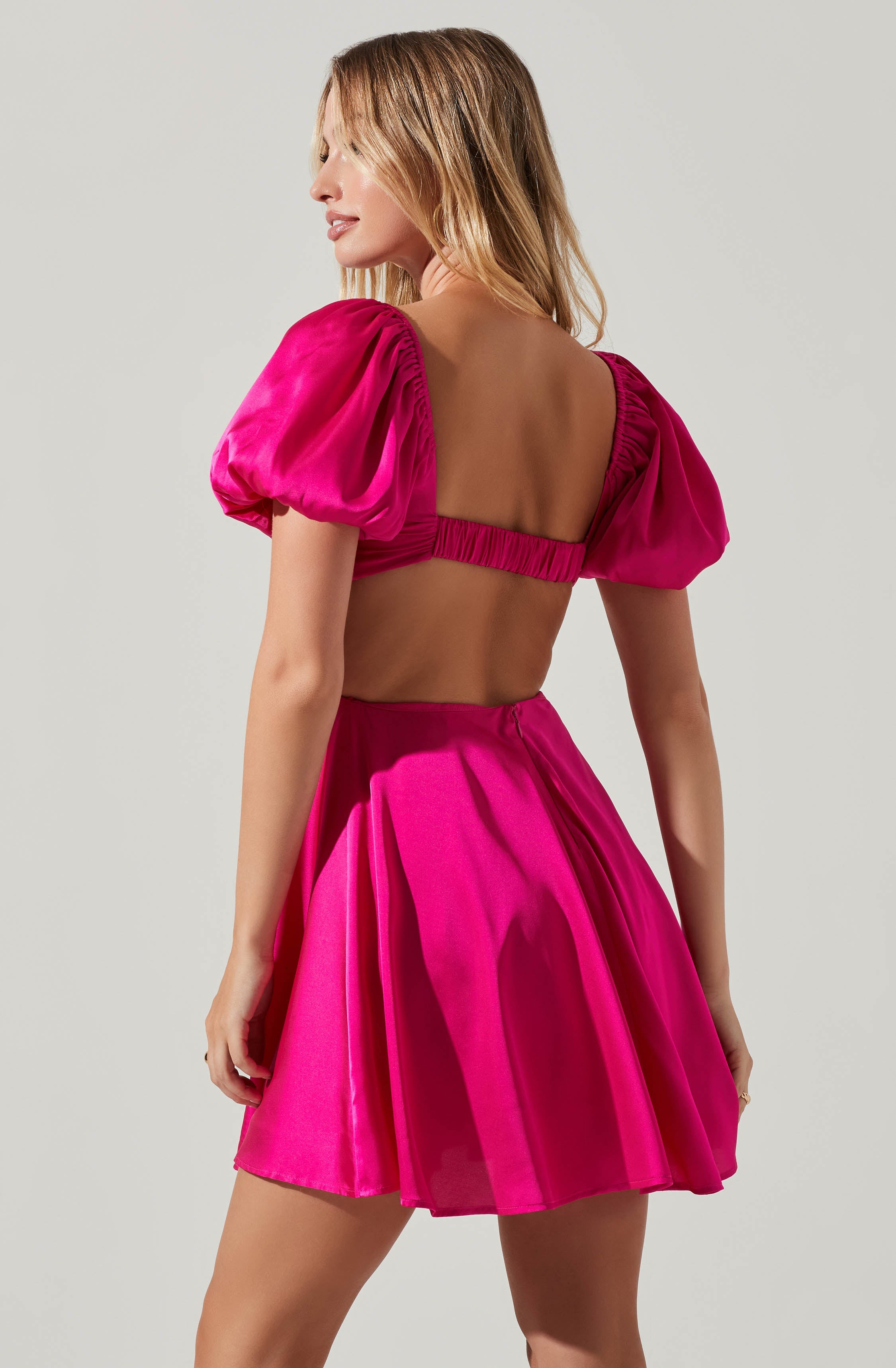 Clarita Cutout Puff Sleeve Mini Dress-Aljck