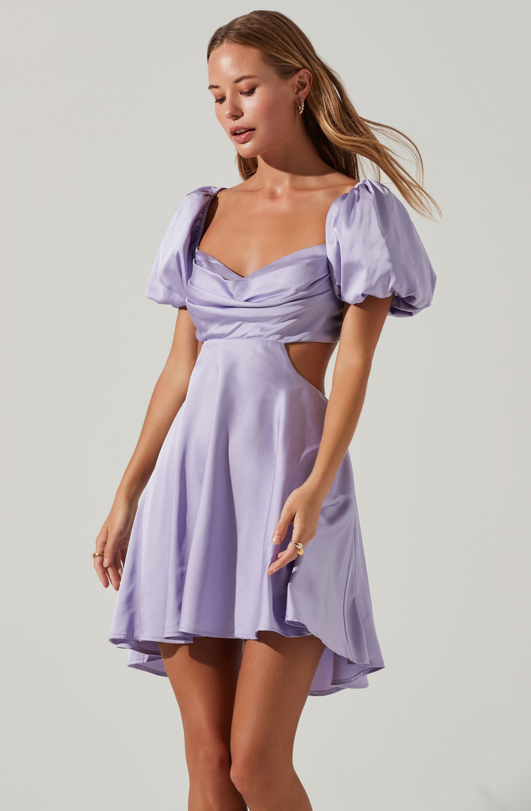 Clarita Cutout Puff Sleeve Mini Dress-Aljck