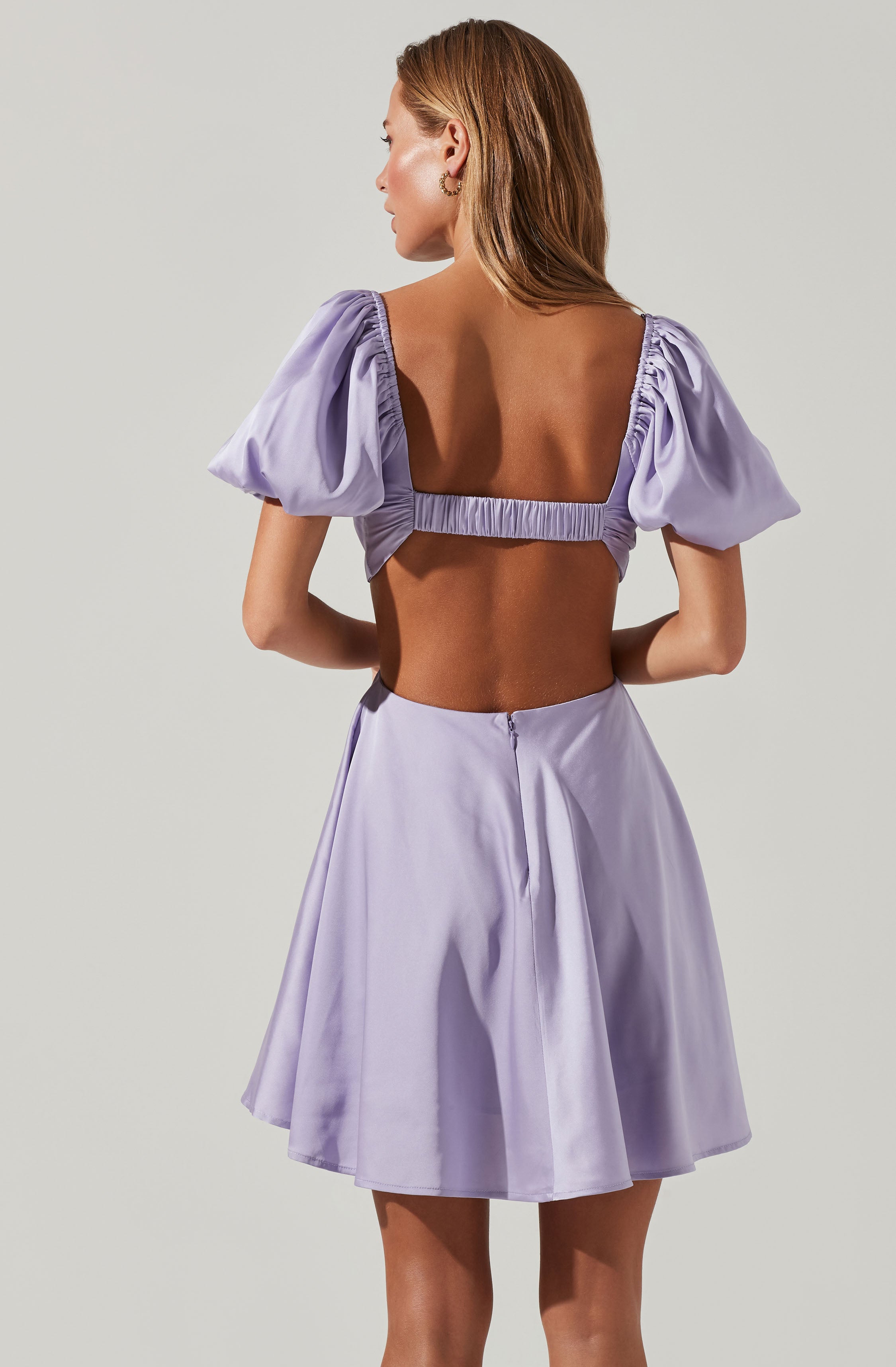 Clarita Cutout Puff Sleeve Mini Dress-Aljck