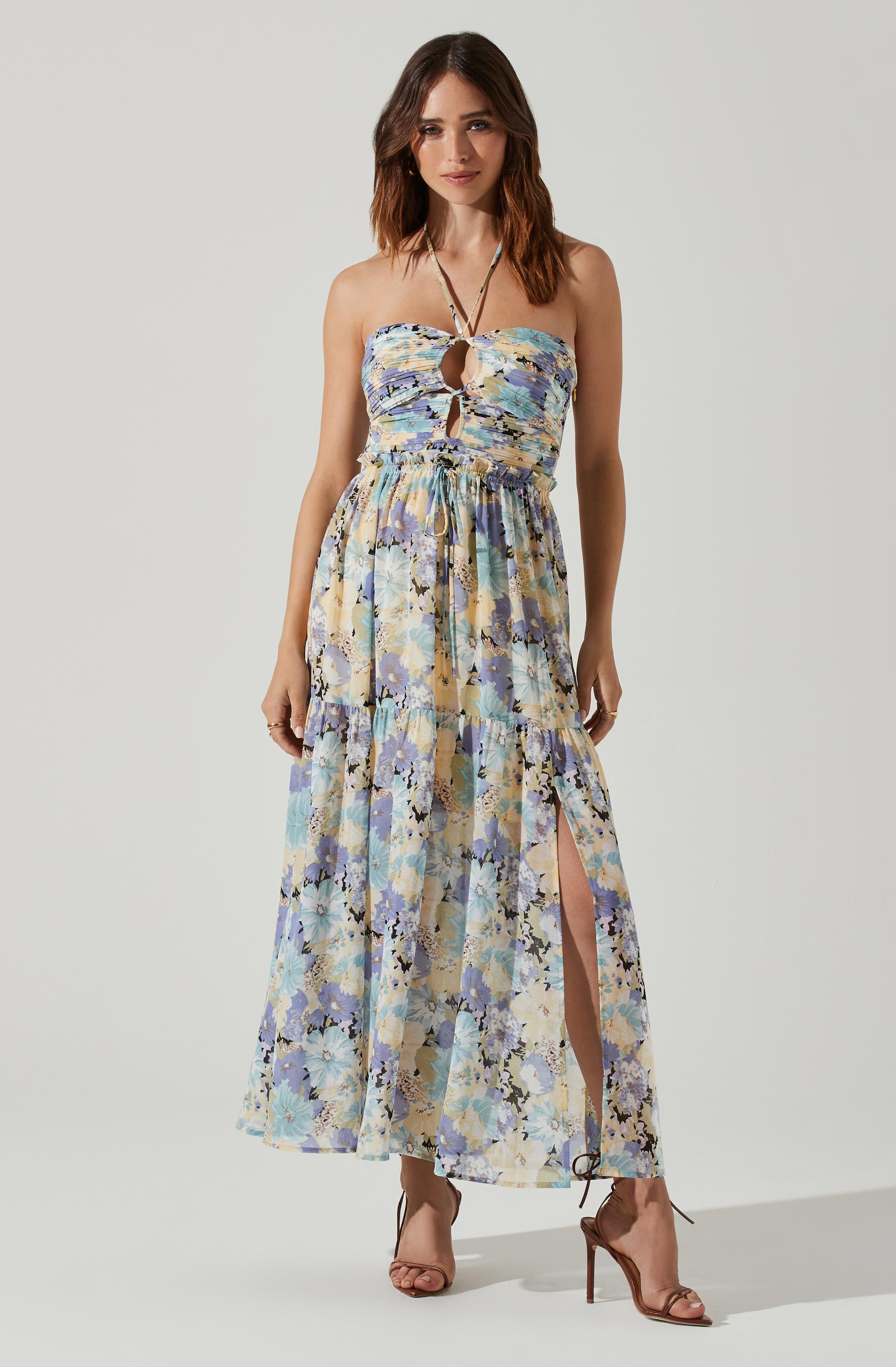 Rozina Floral Cutout Maxi Dress-Aljck