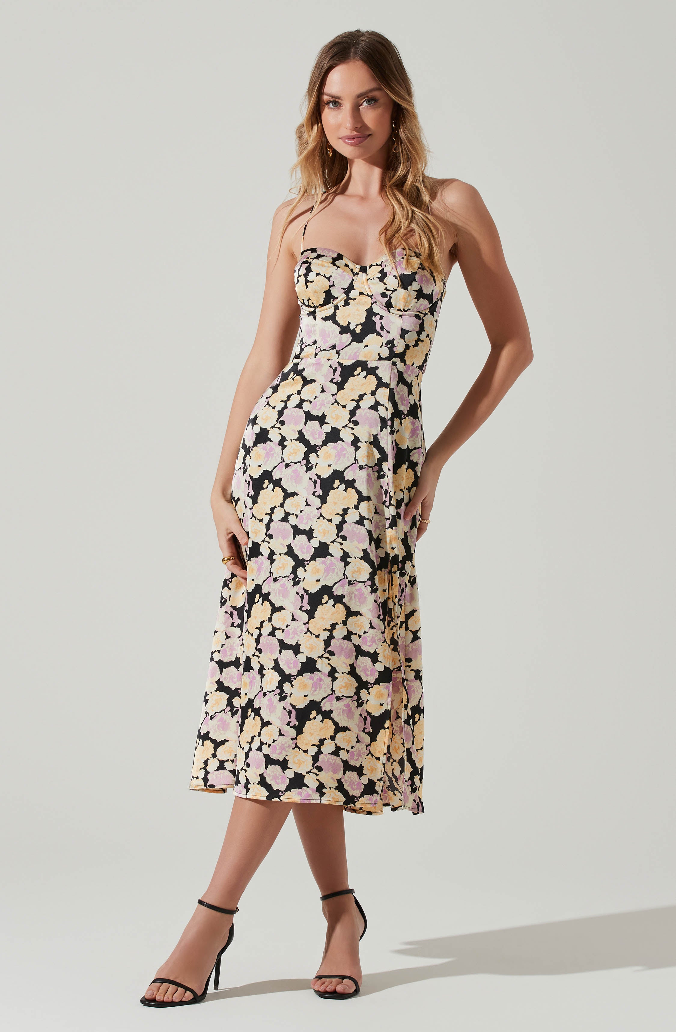 Gala Bustier Cross Strap Midi Dress-Aljck