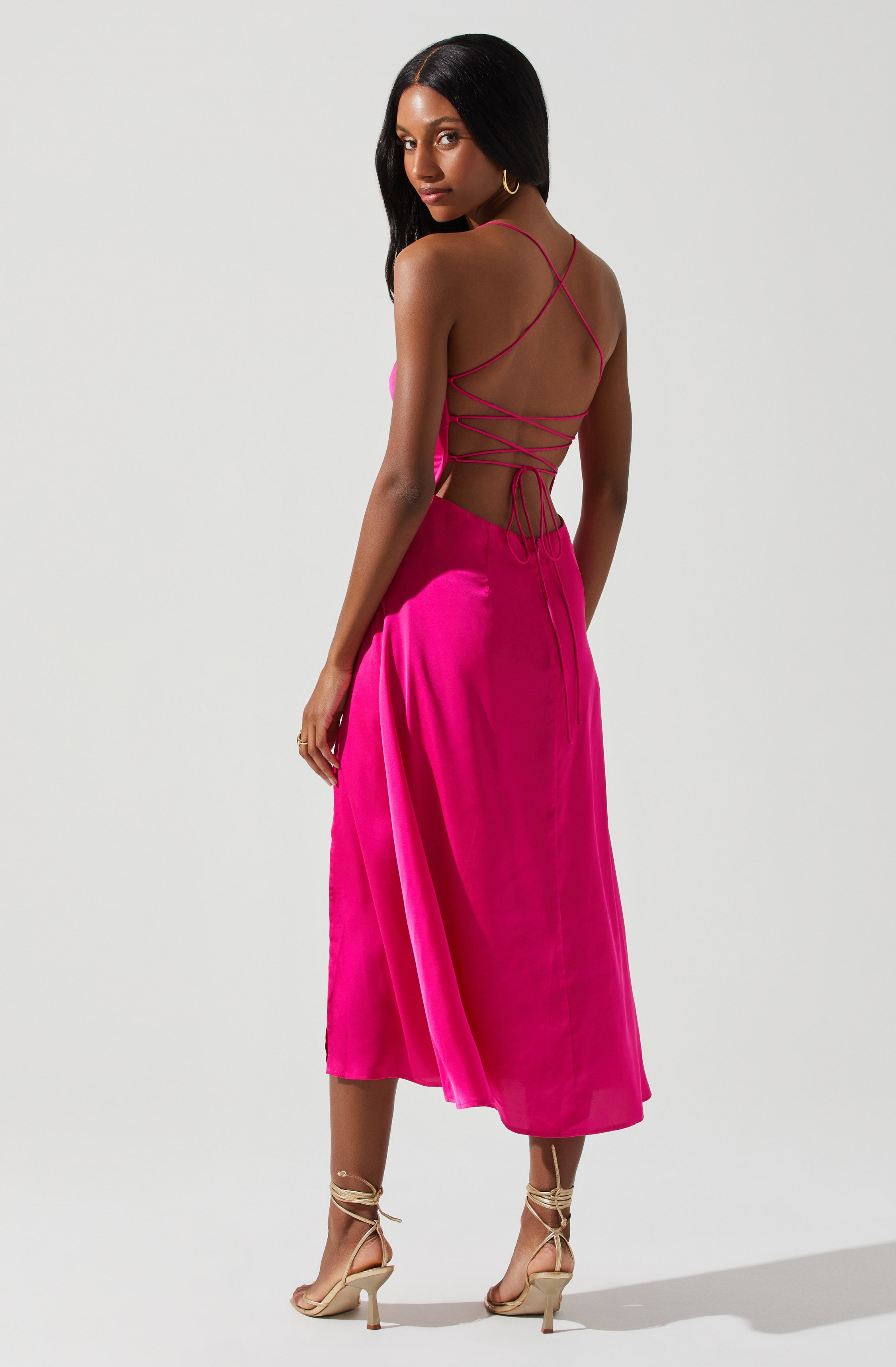 Gala Bustier Cross Strap Midi Dress-Aljck