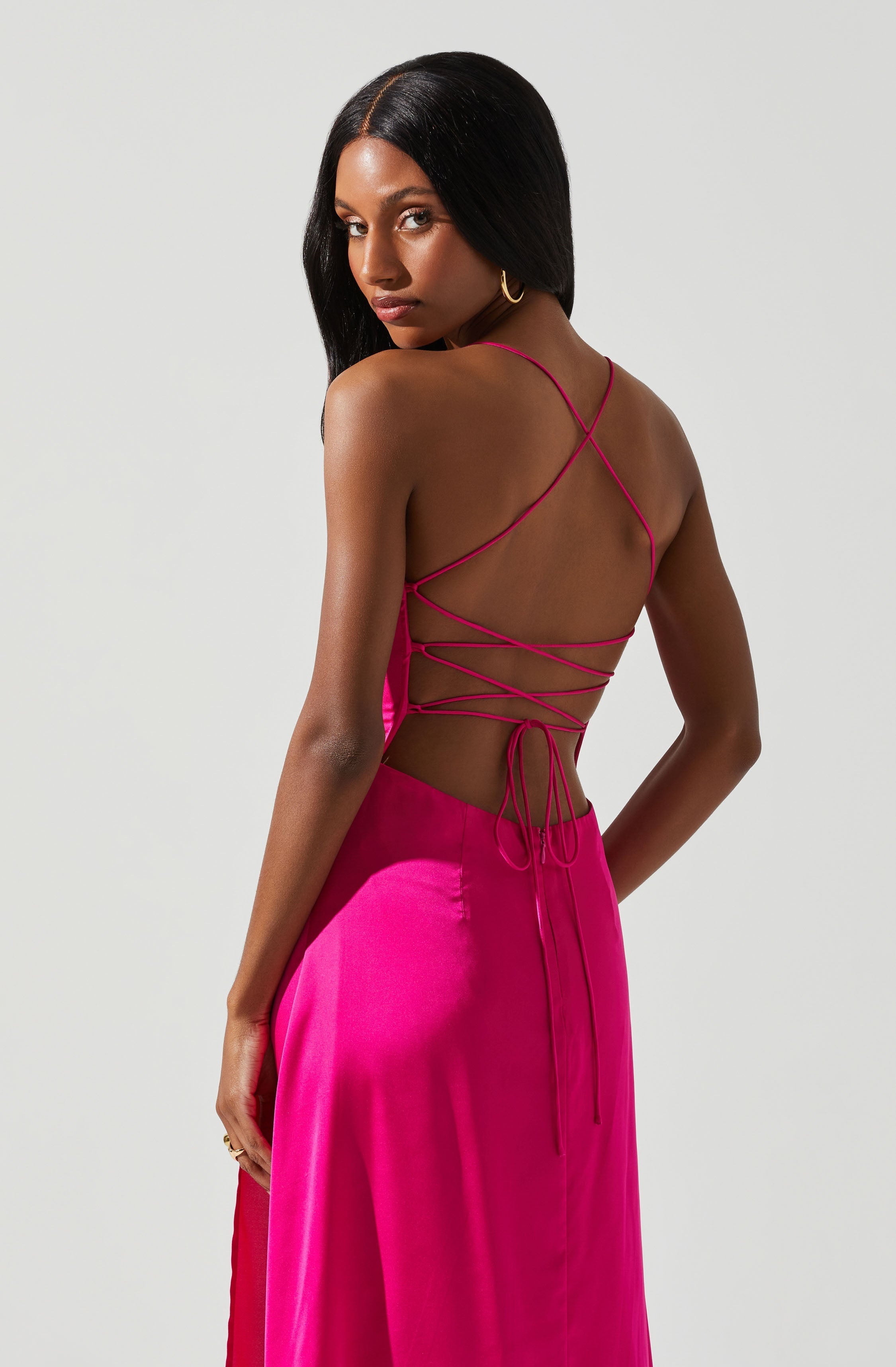 Gala Bustier Cross Strap Midi Dress-Aljck