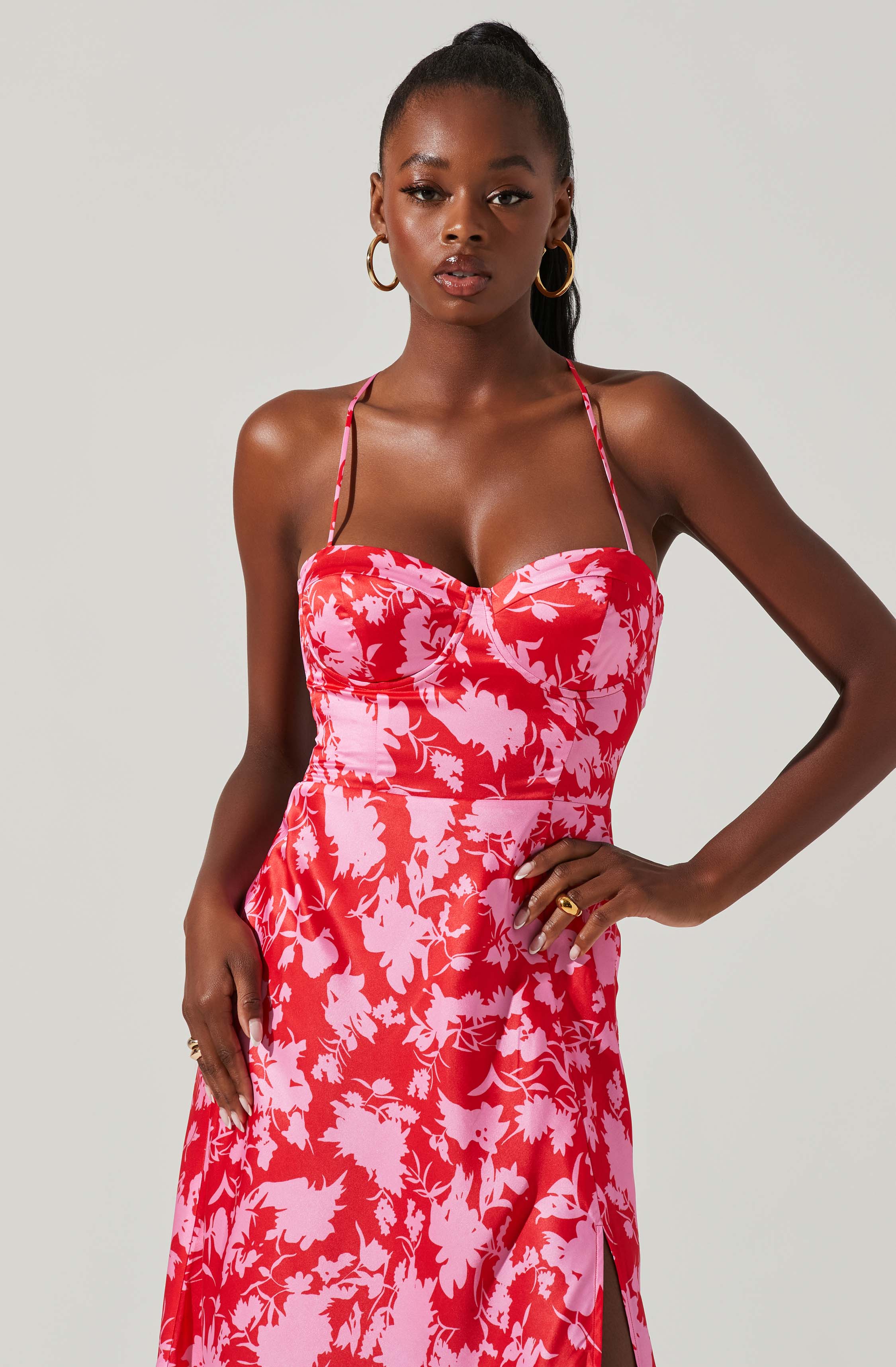 Gala Bustier Cross Strap Midi Dress-Aljck