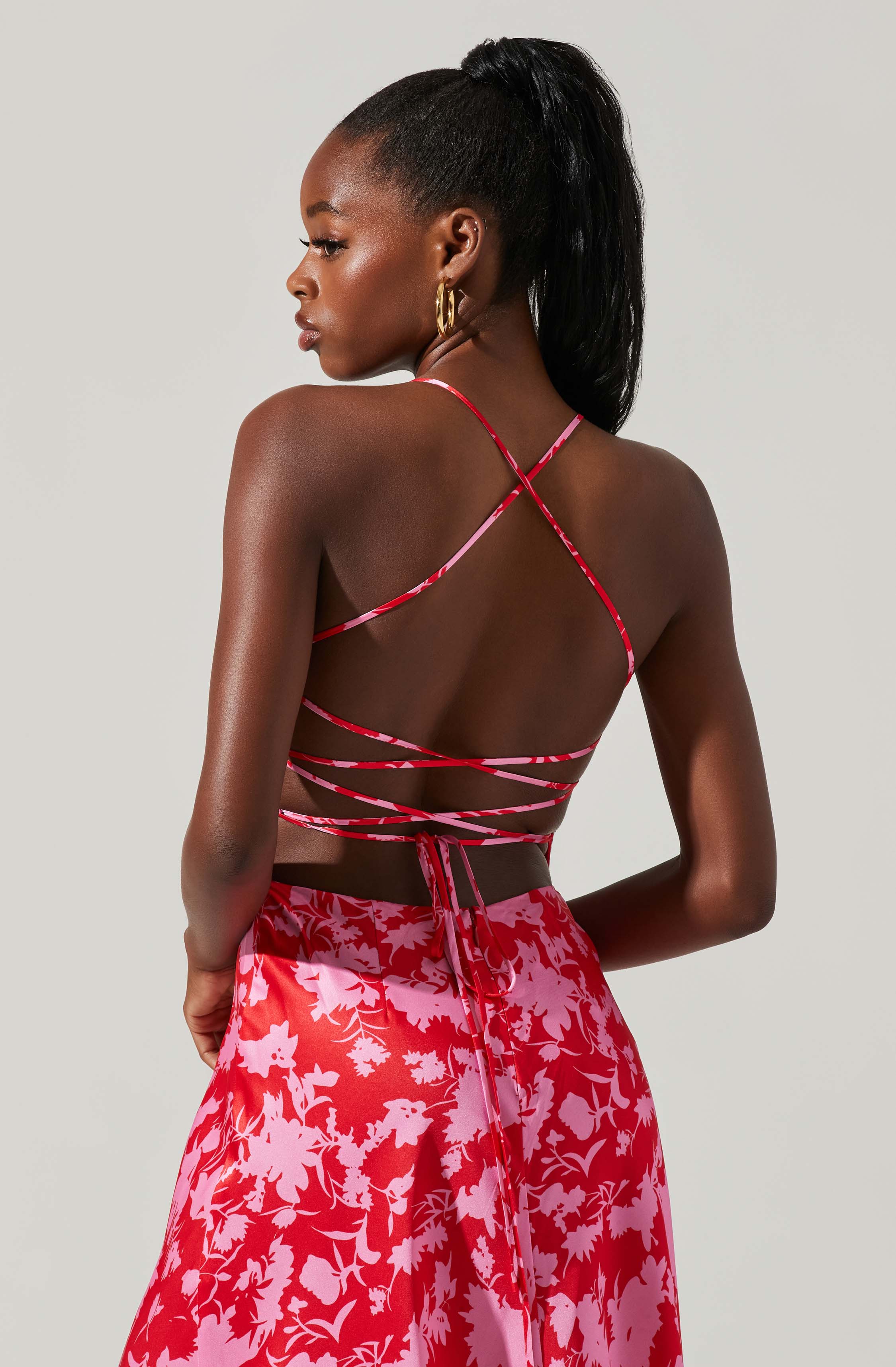 Gala Bustier Cross Strap Midi Dress-Aljck