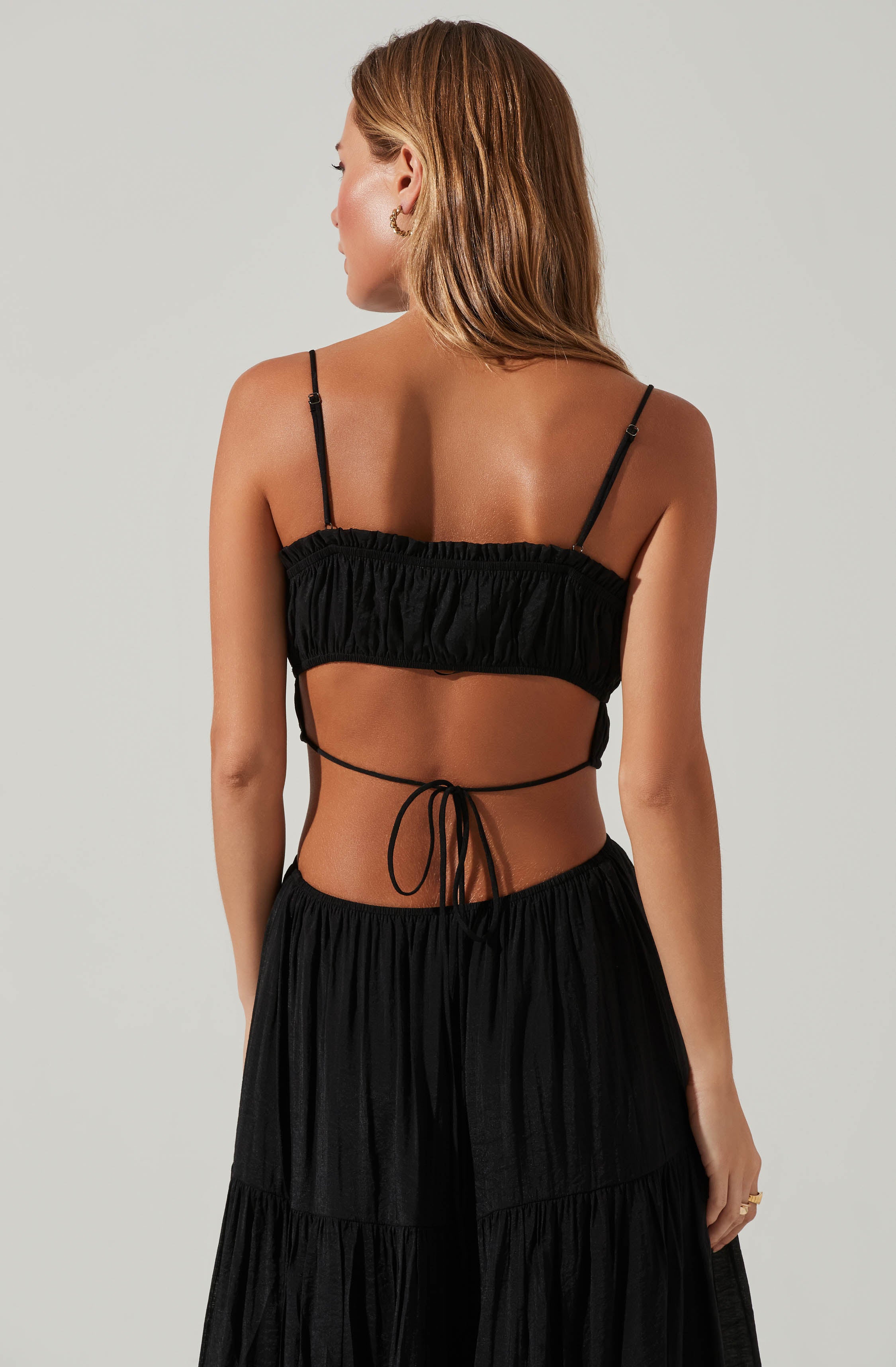 Odina Smocked Cutout Tiered Maxi Dress-Aljck