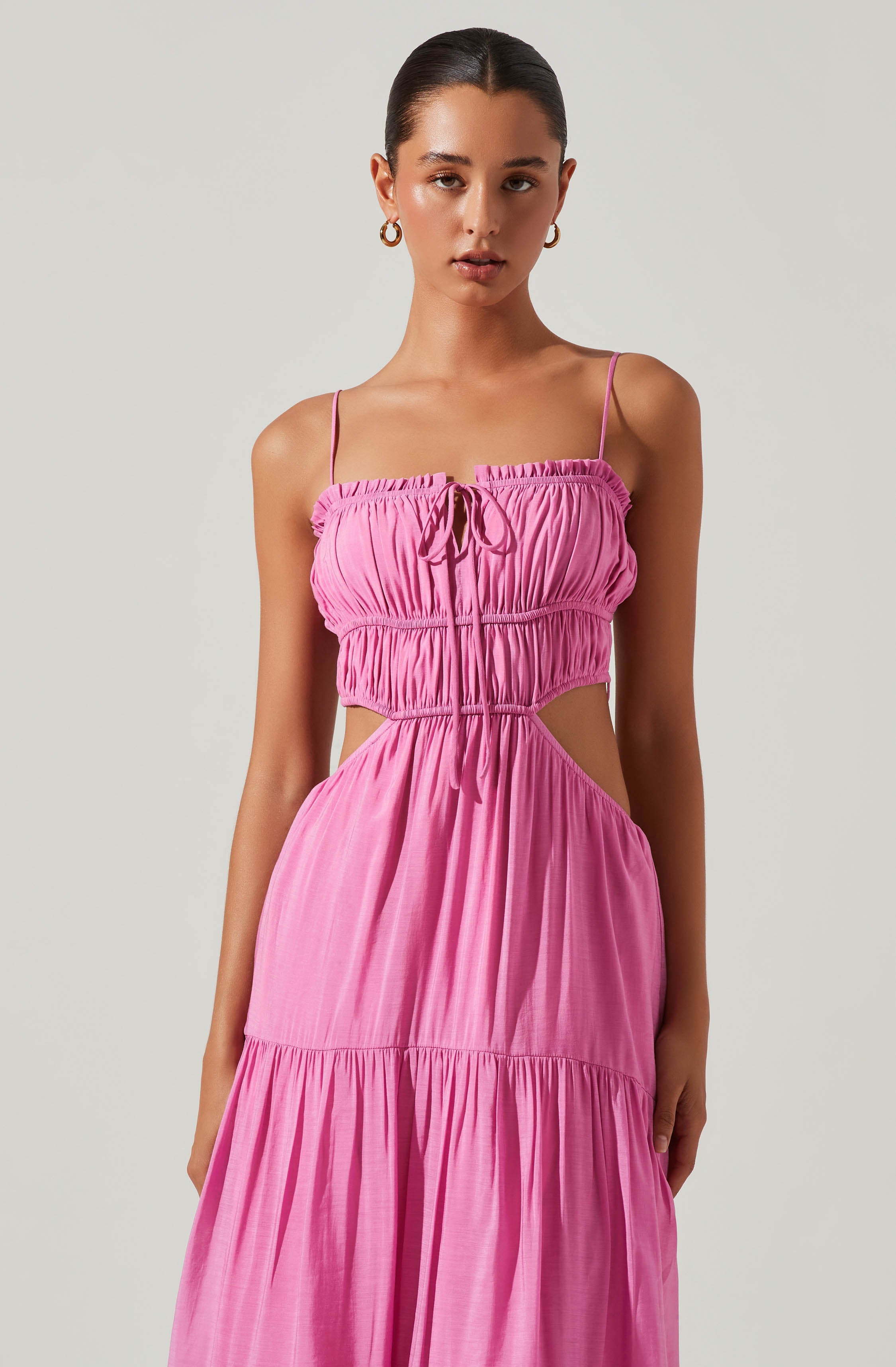 Odina Smocked Cutout Tiered Maxi Dress-Aljck