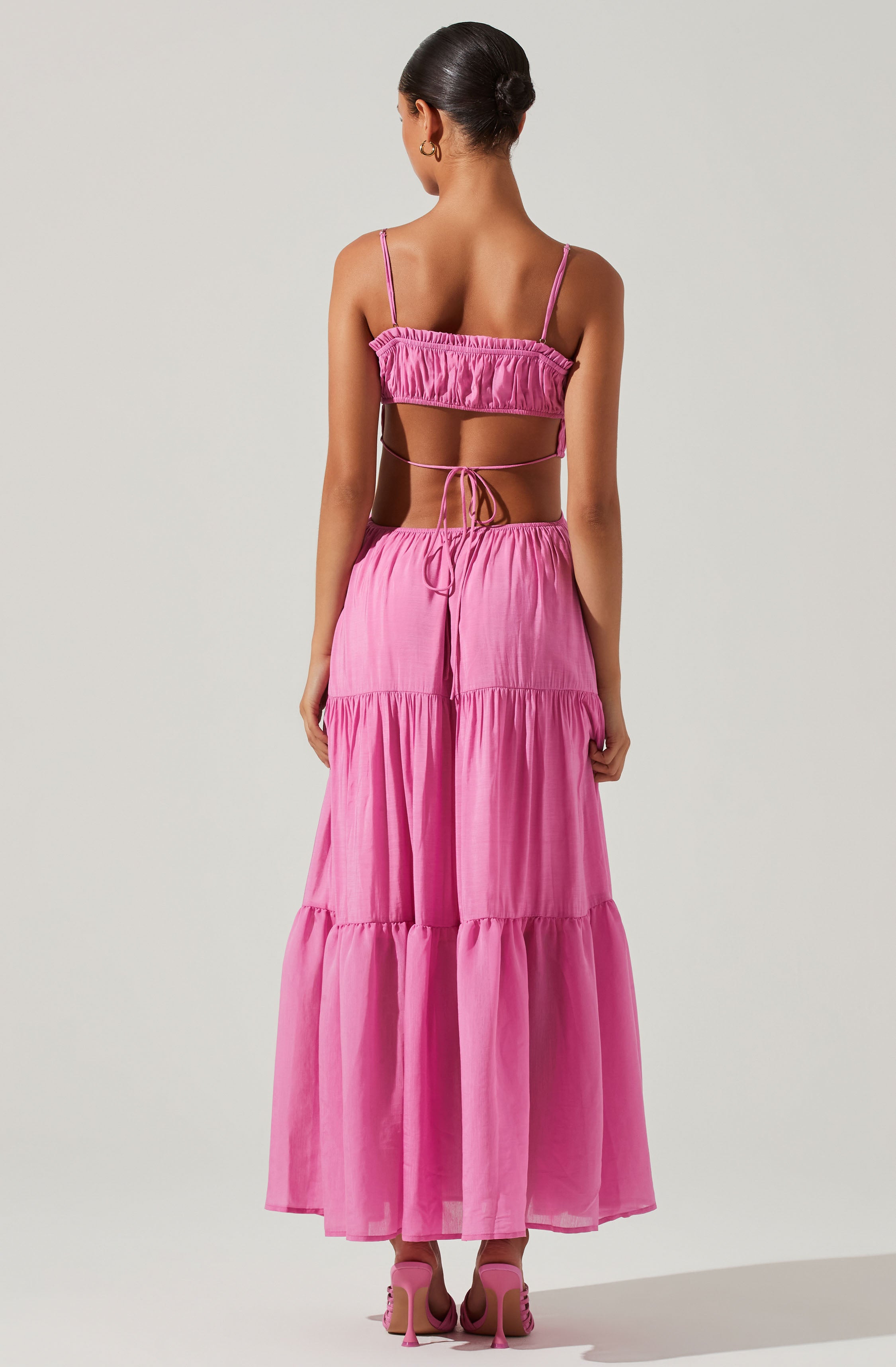 Odina Smocked Cutout Tiered Maxi Dress-Aljck