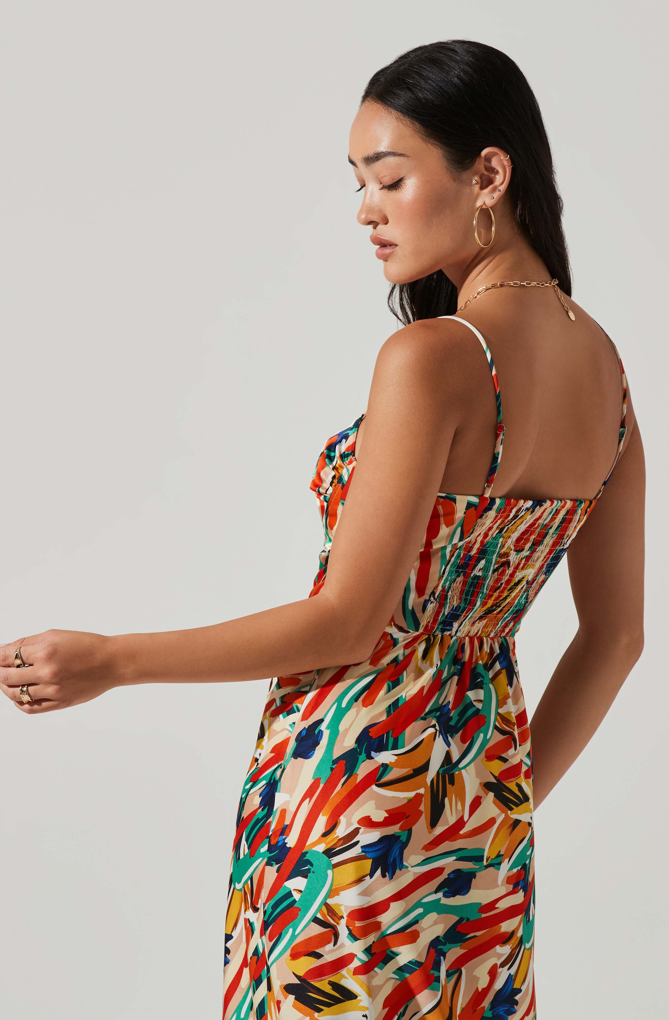 Mariela Abstract Satin Midi Dress-Aljck