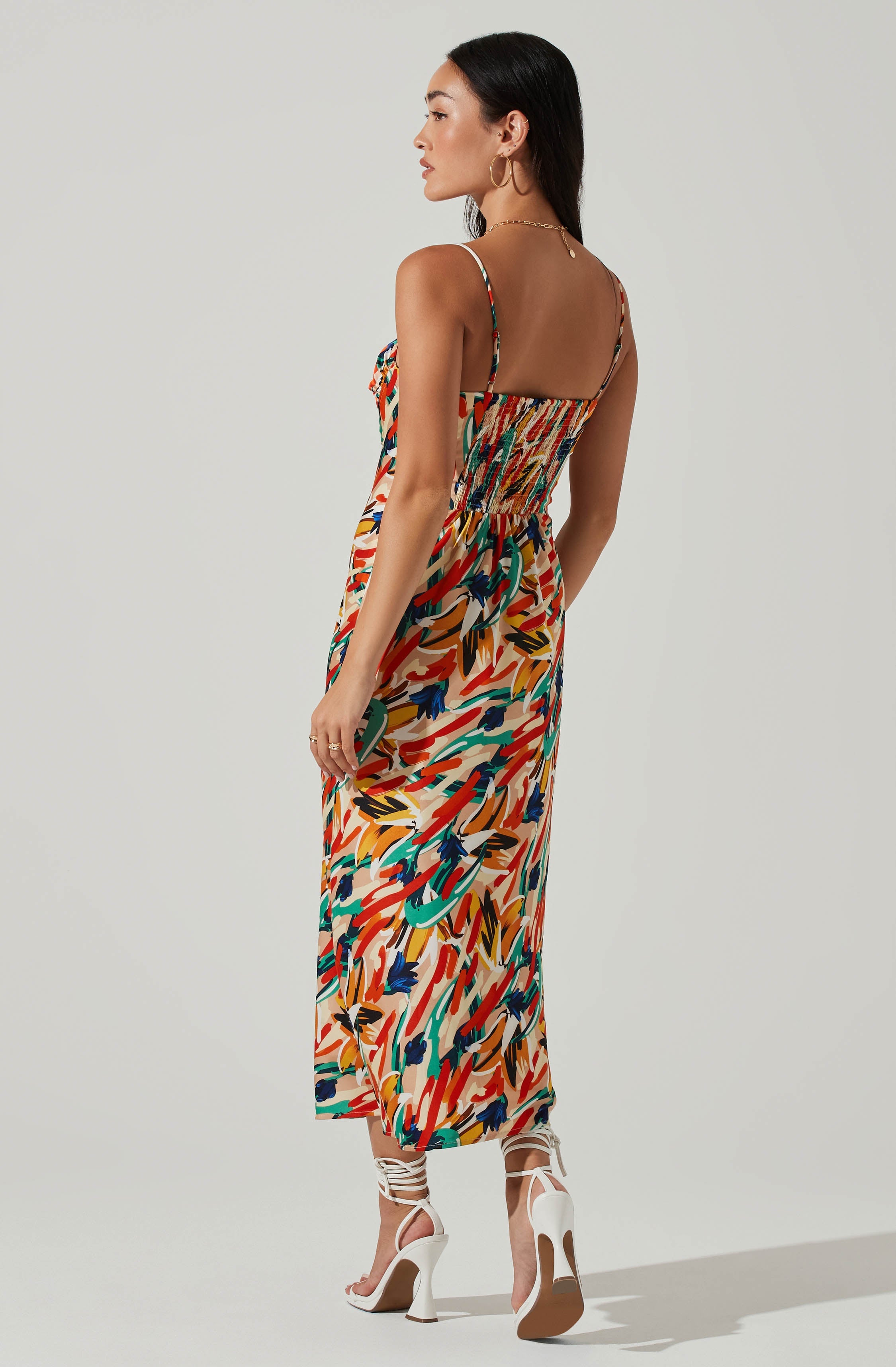 Mariela Abstract Satin Midi Dress-Aljck