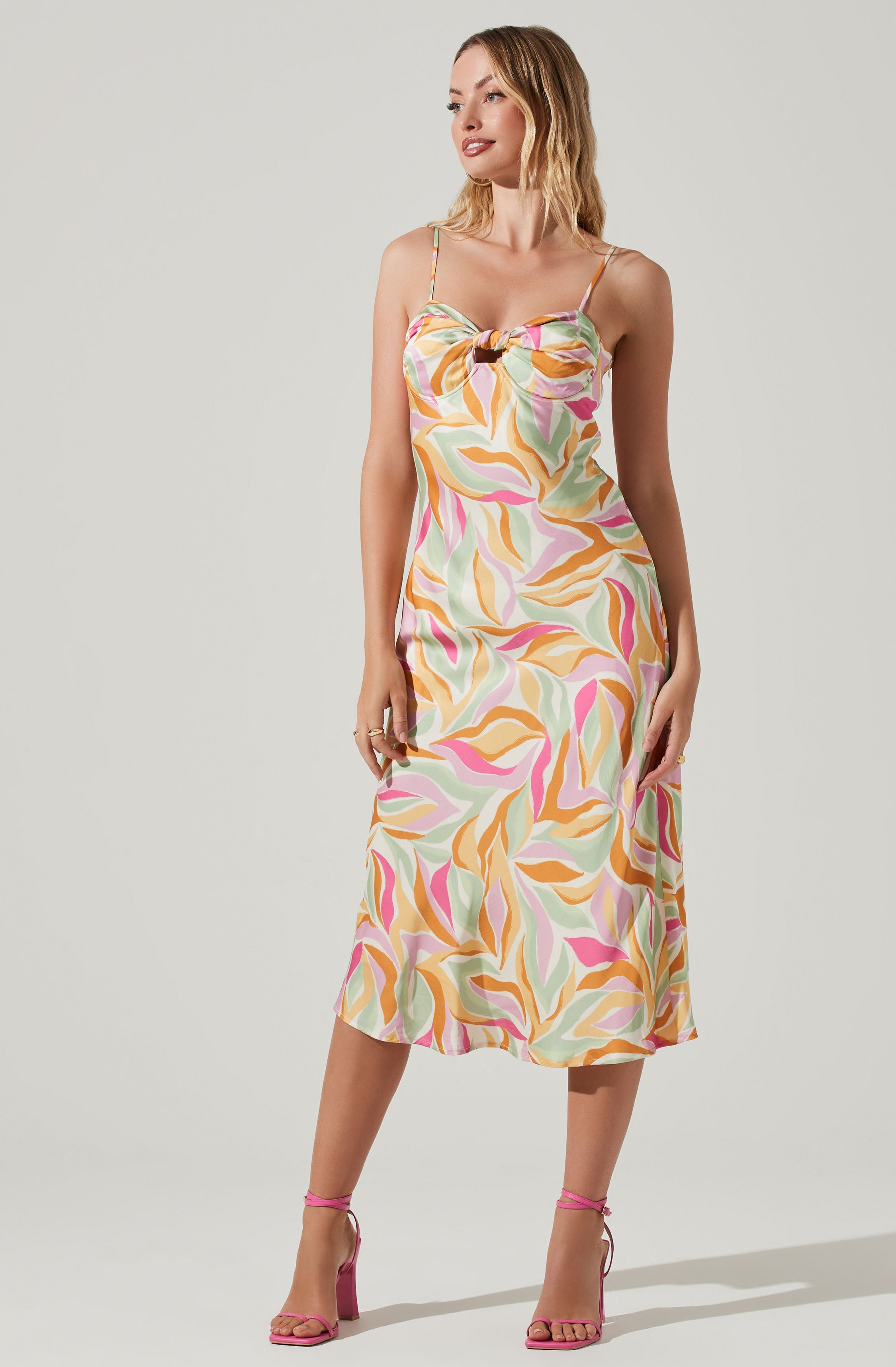 Mariela Abstract Print Midi Dress-Aljck
