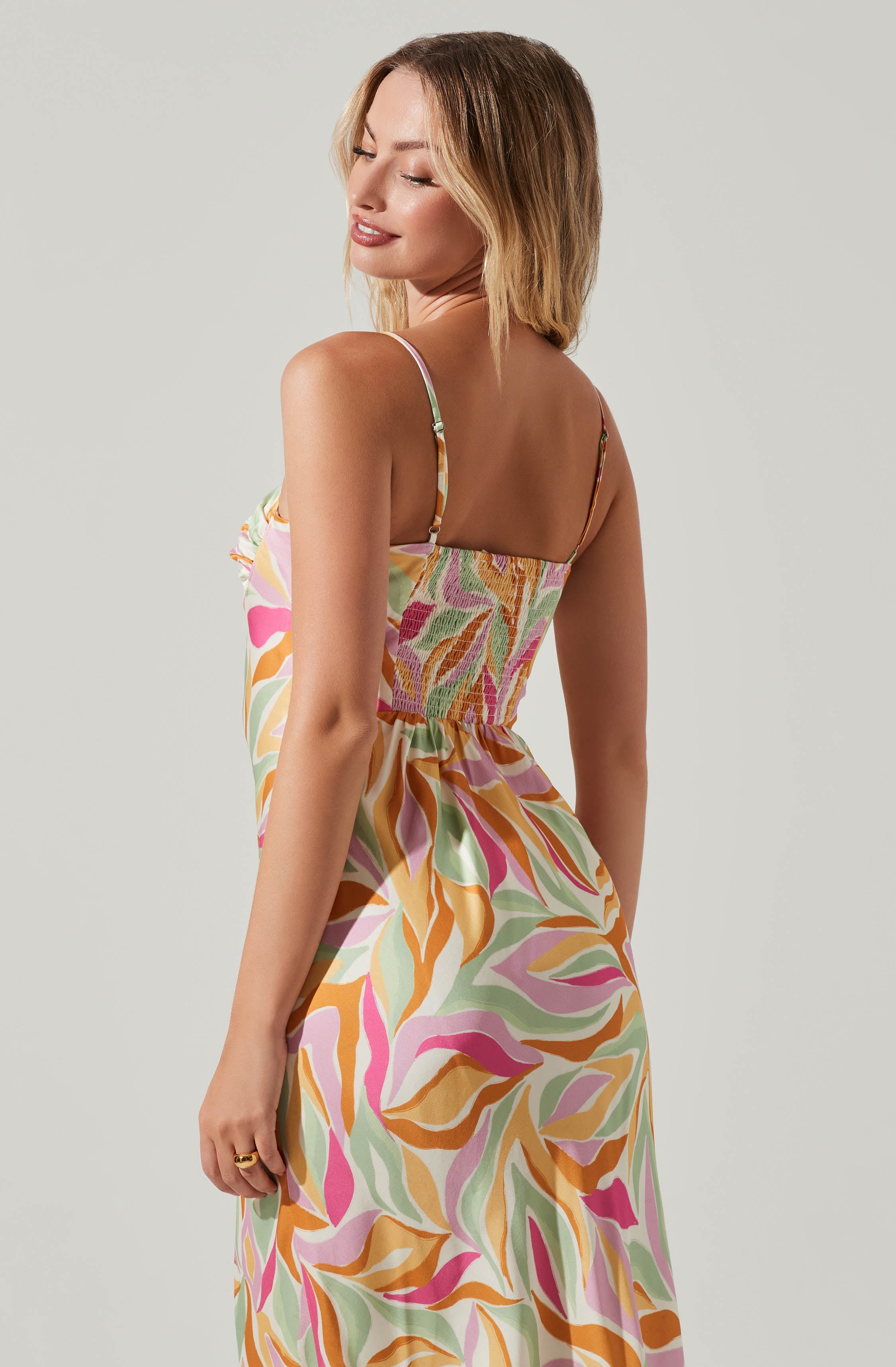 Mariela Abstract Print Midi Dress-Aljck