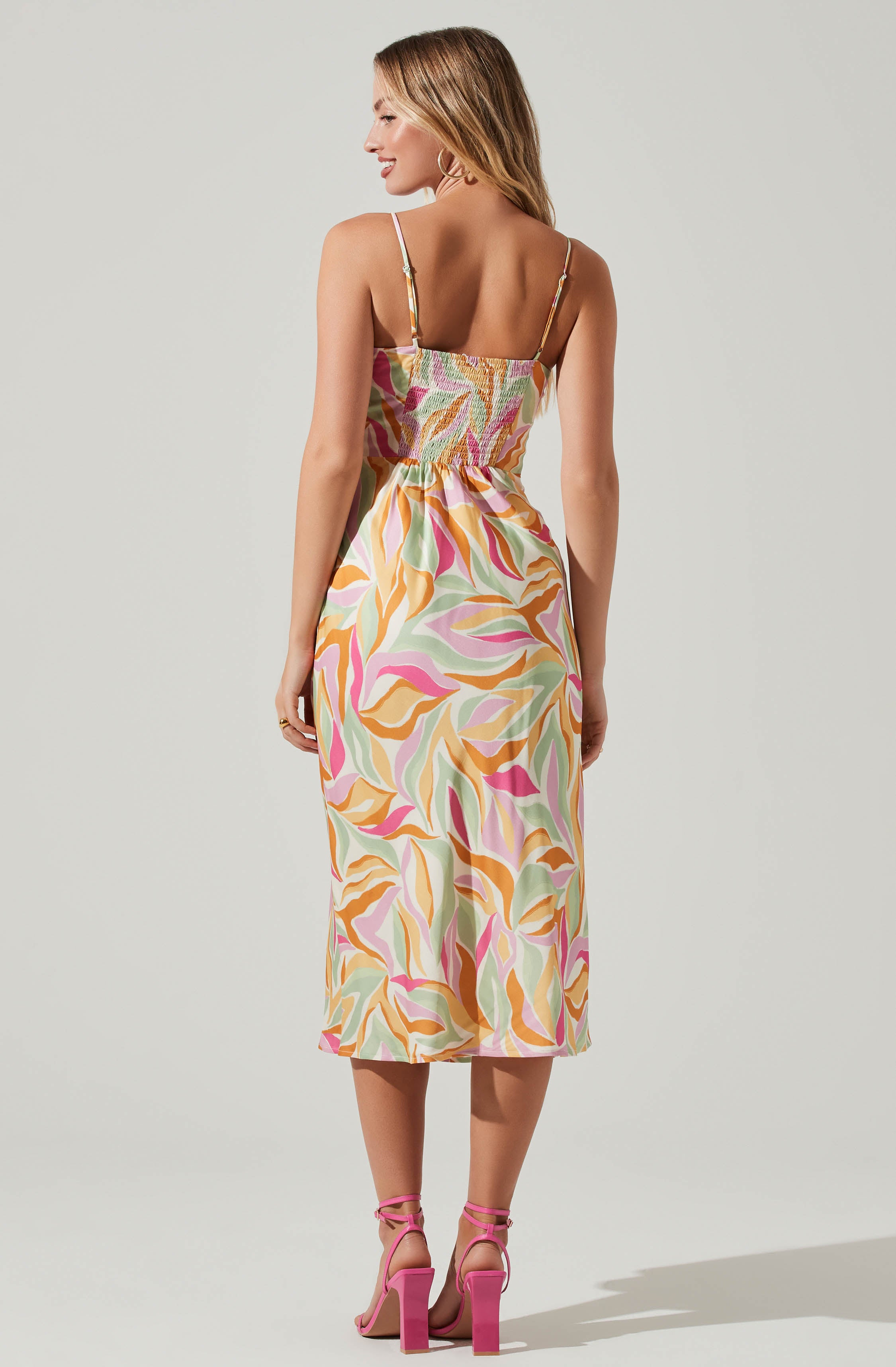 Mariela Abstract Print Midi Dress-Aljck