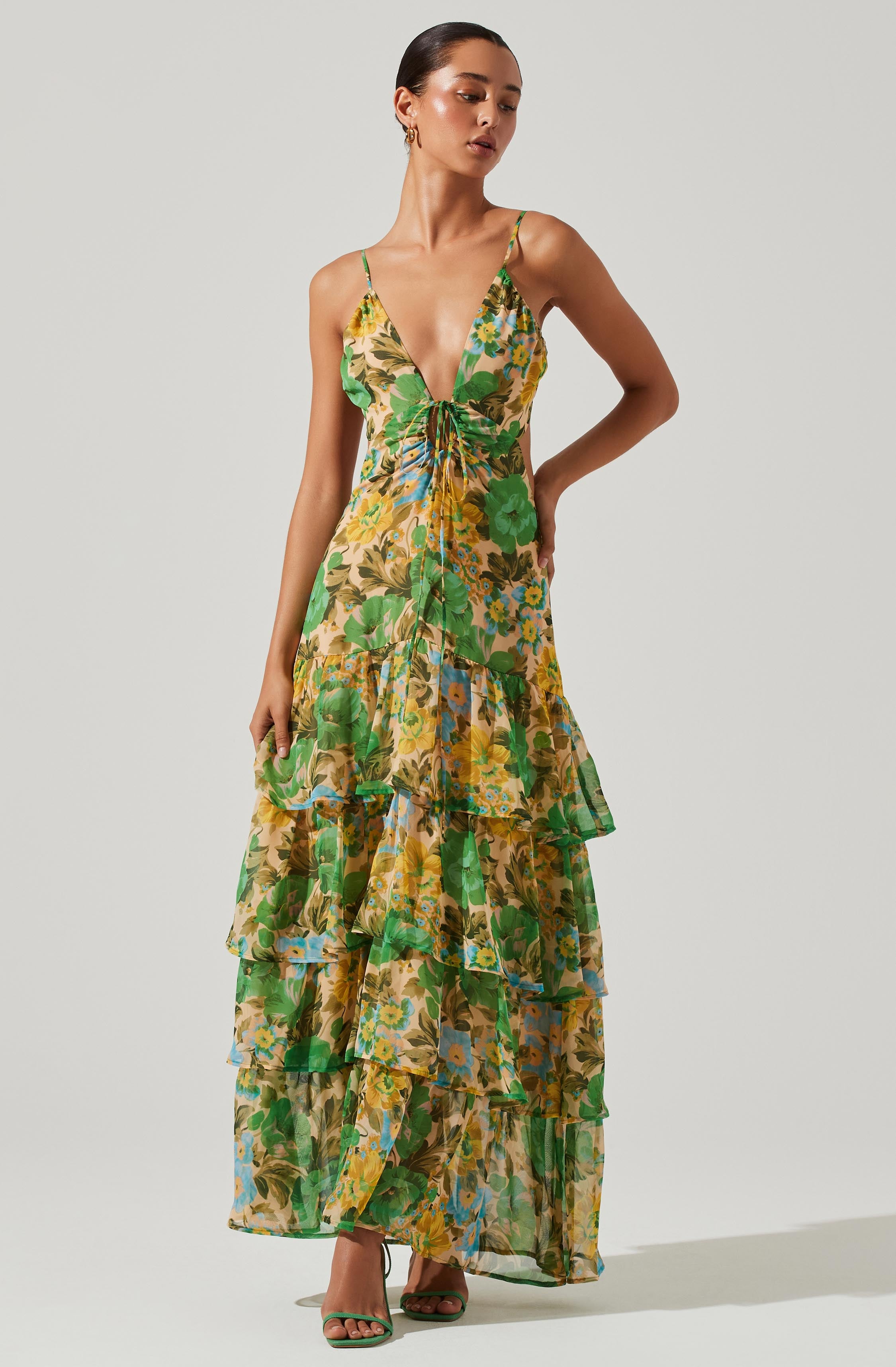 Aneira Floral Tiered Maxi Dress-Aljck