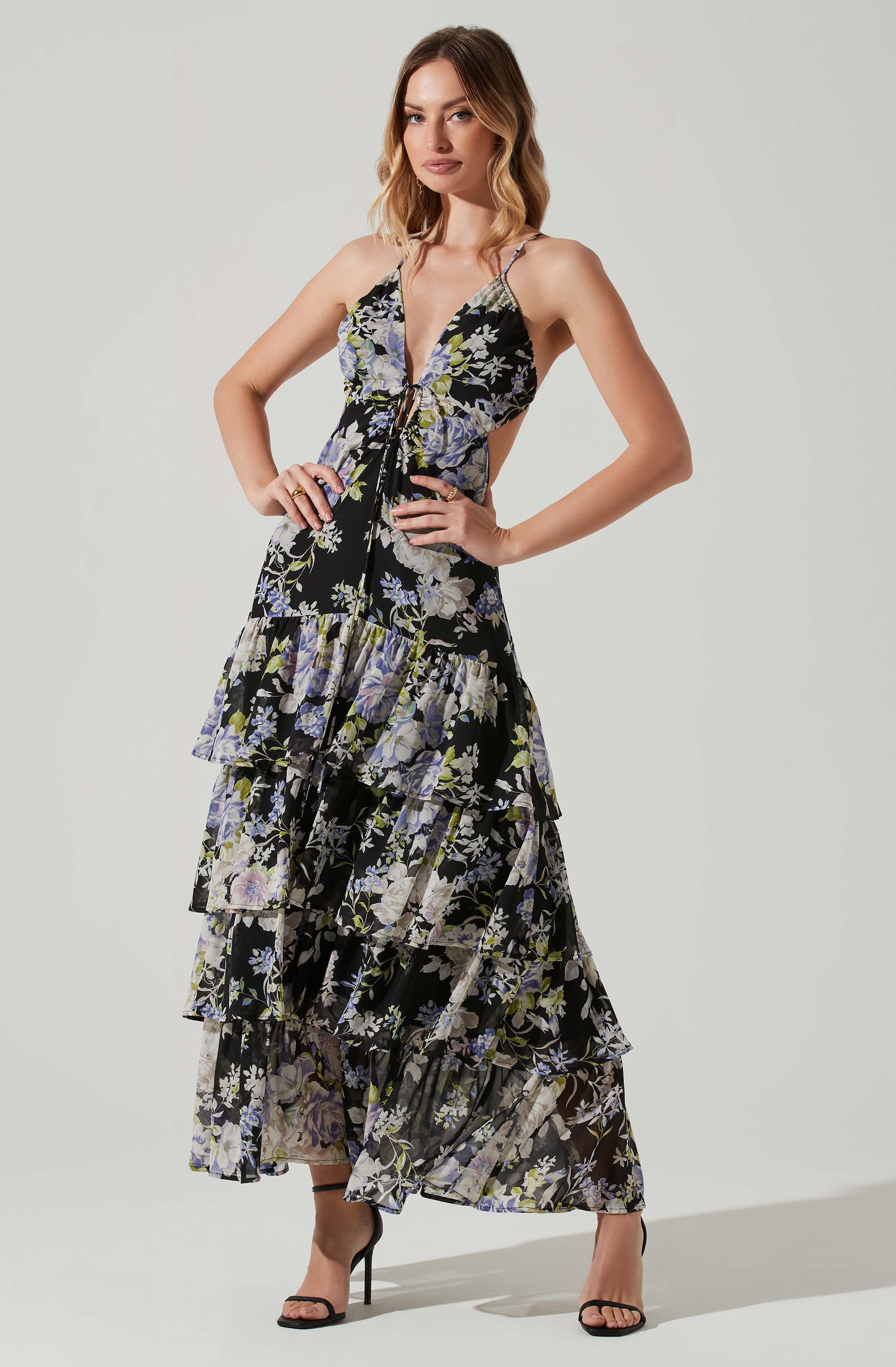 Aneira Floral Tiered Maxi Dress-Aljck