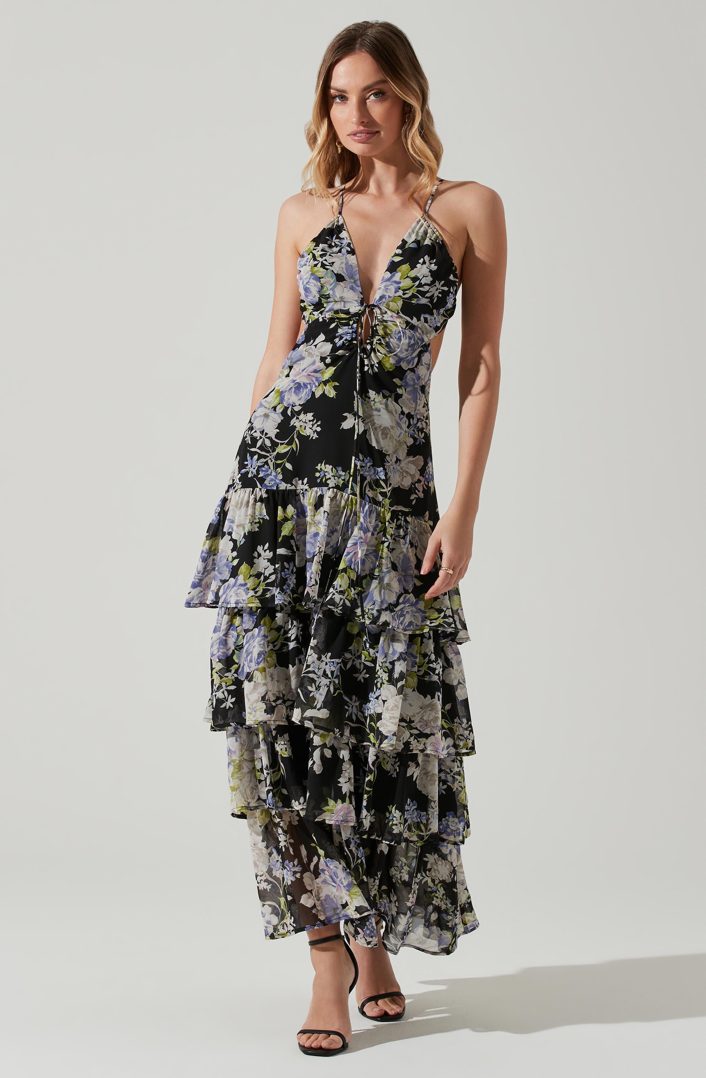 Aneira Floral Tiered Maxi Dress-Aljck