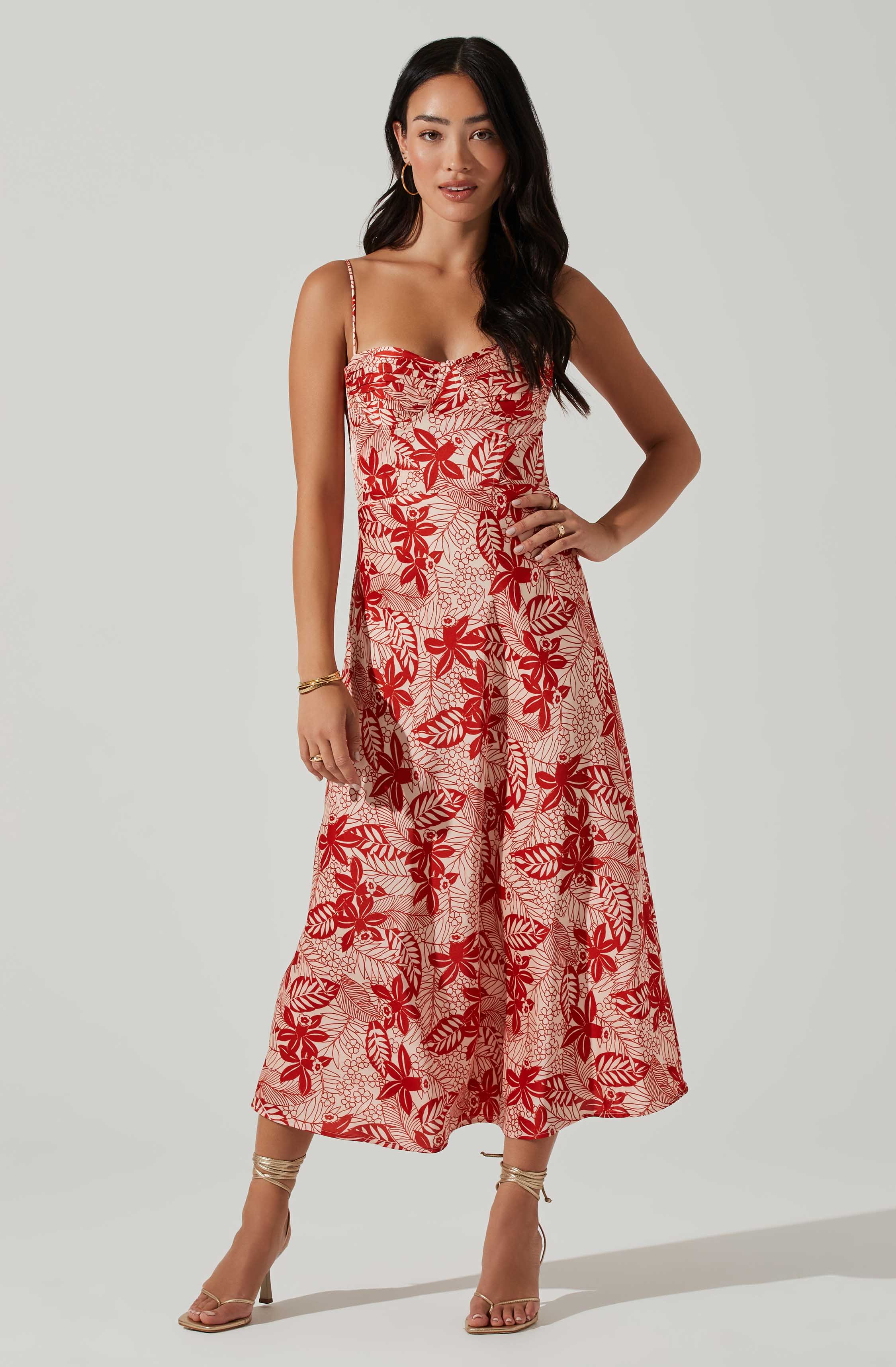 Josiane Floral Sweetheart Midi Dress-Aljck