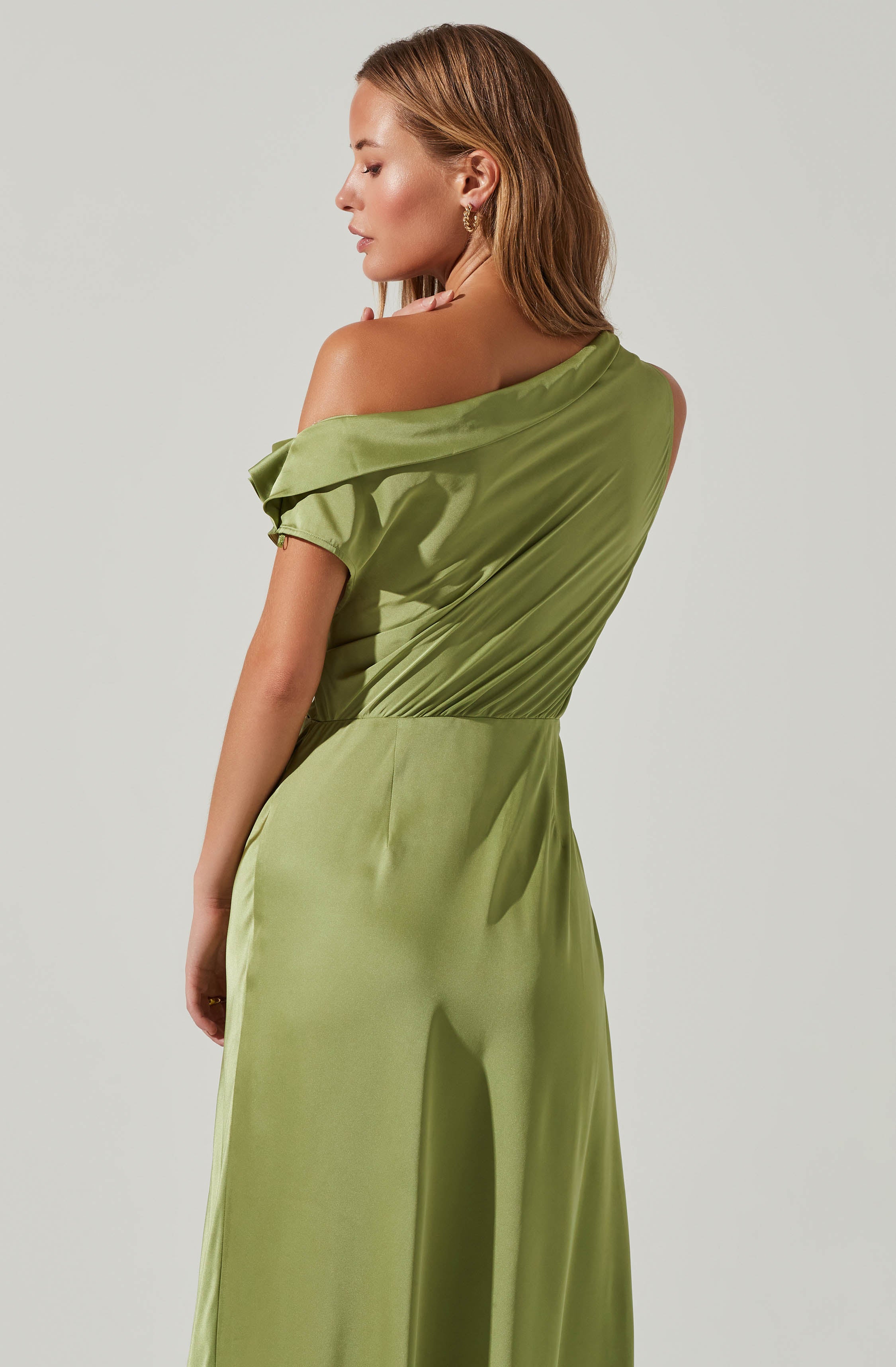 Monroe Satin Off Shoulder Maxi Dress-Aljck