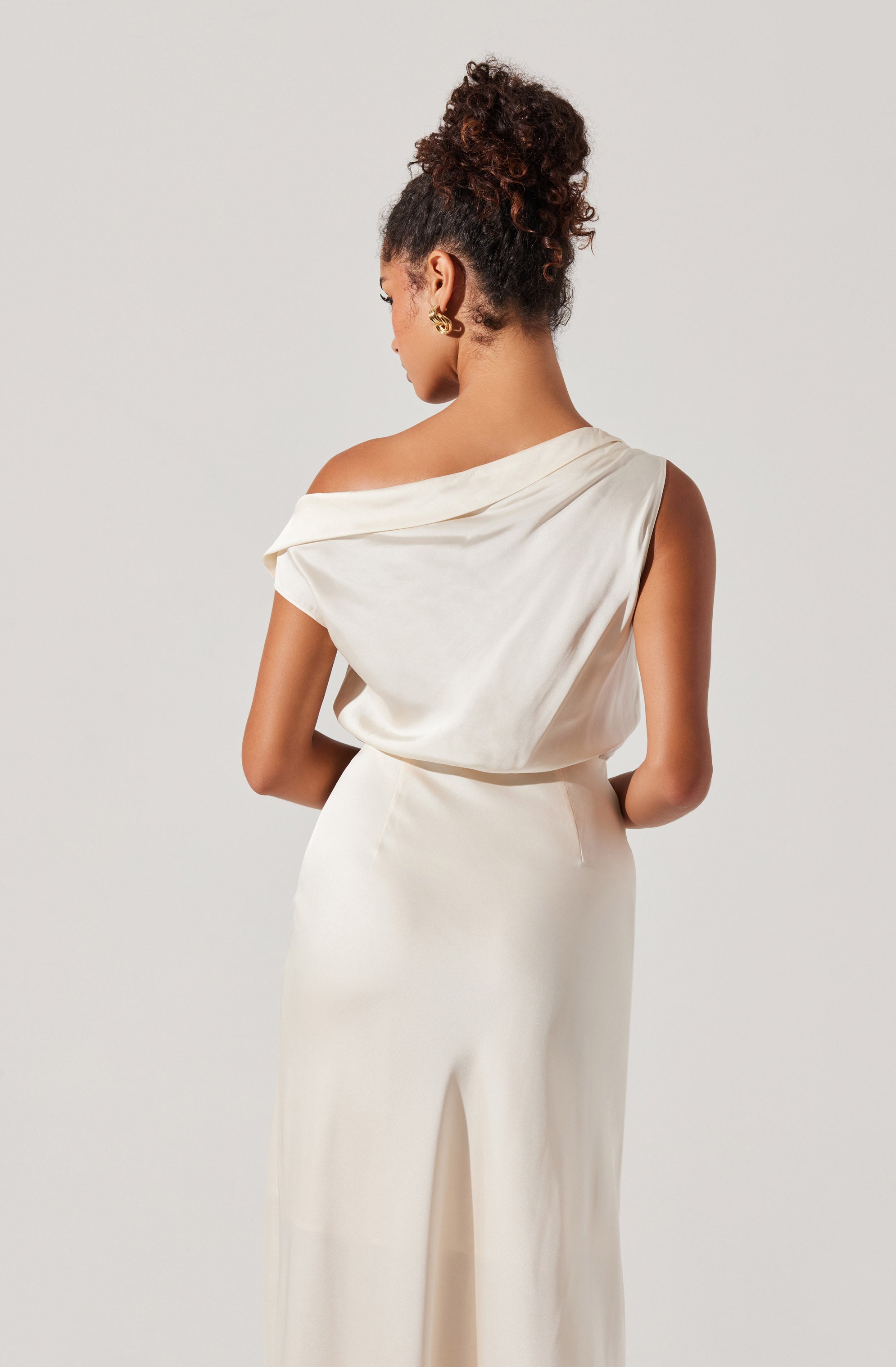 Monroe Satin Off Shoulder Dress-Aljck