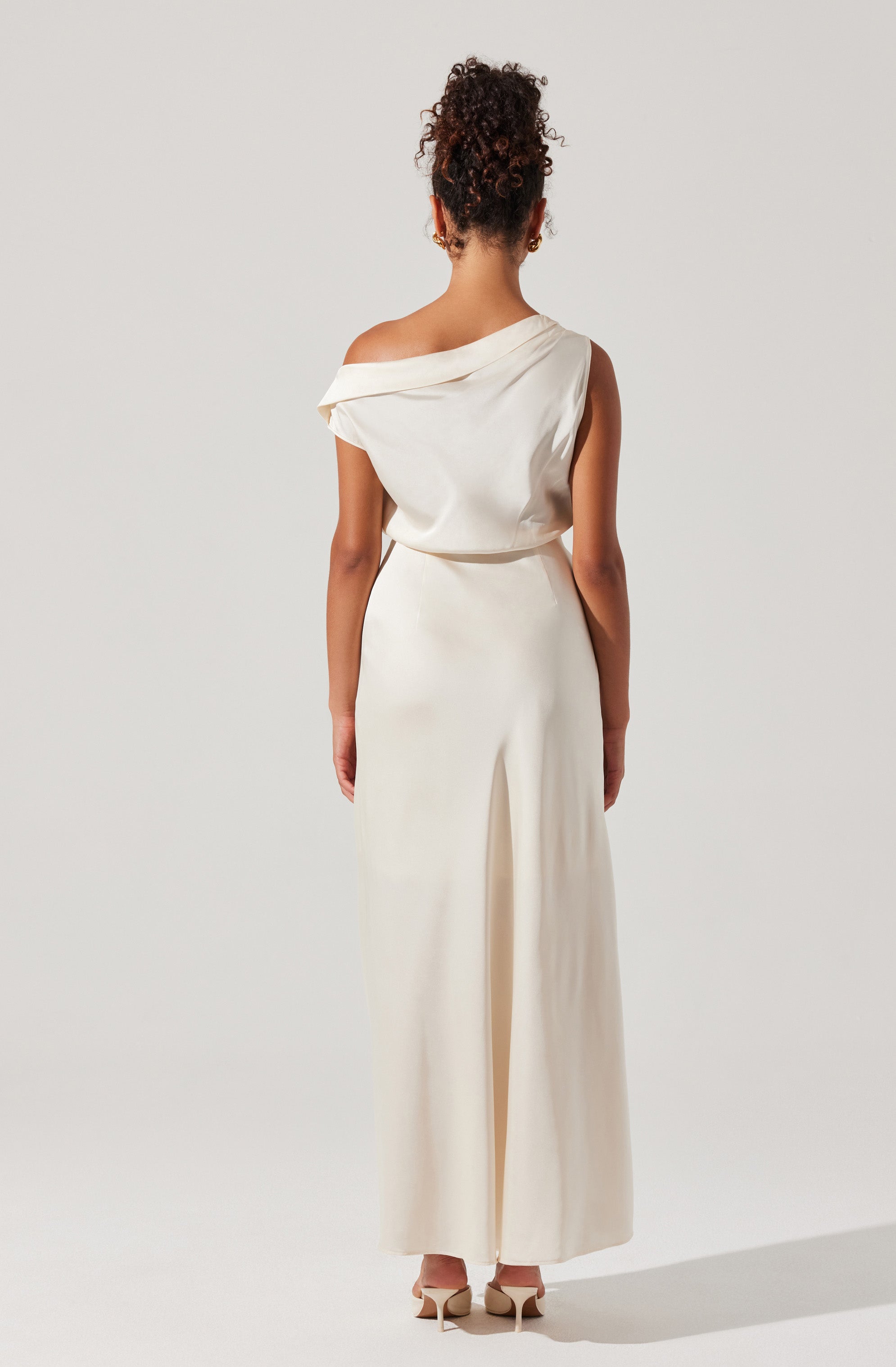 Monroe Satin Off Shoulder Dress-Aljck