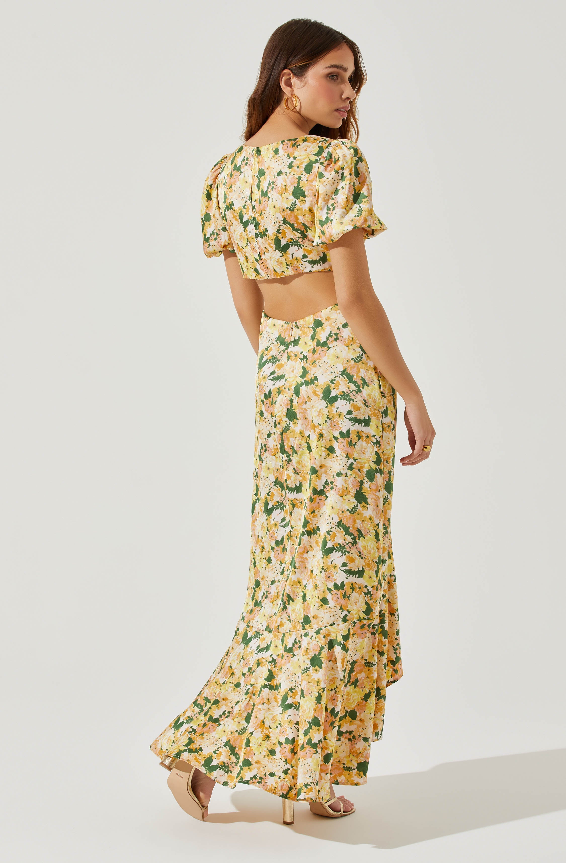 Dayanara Puff Sleeve Floral Maxi Dress-Aljck