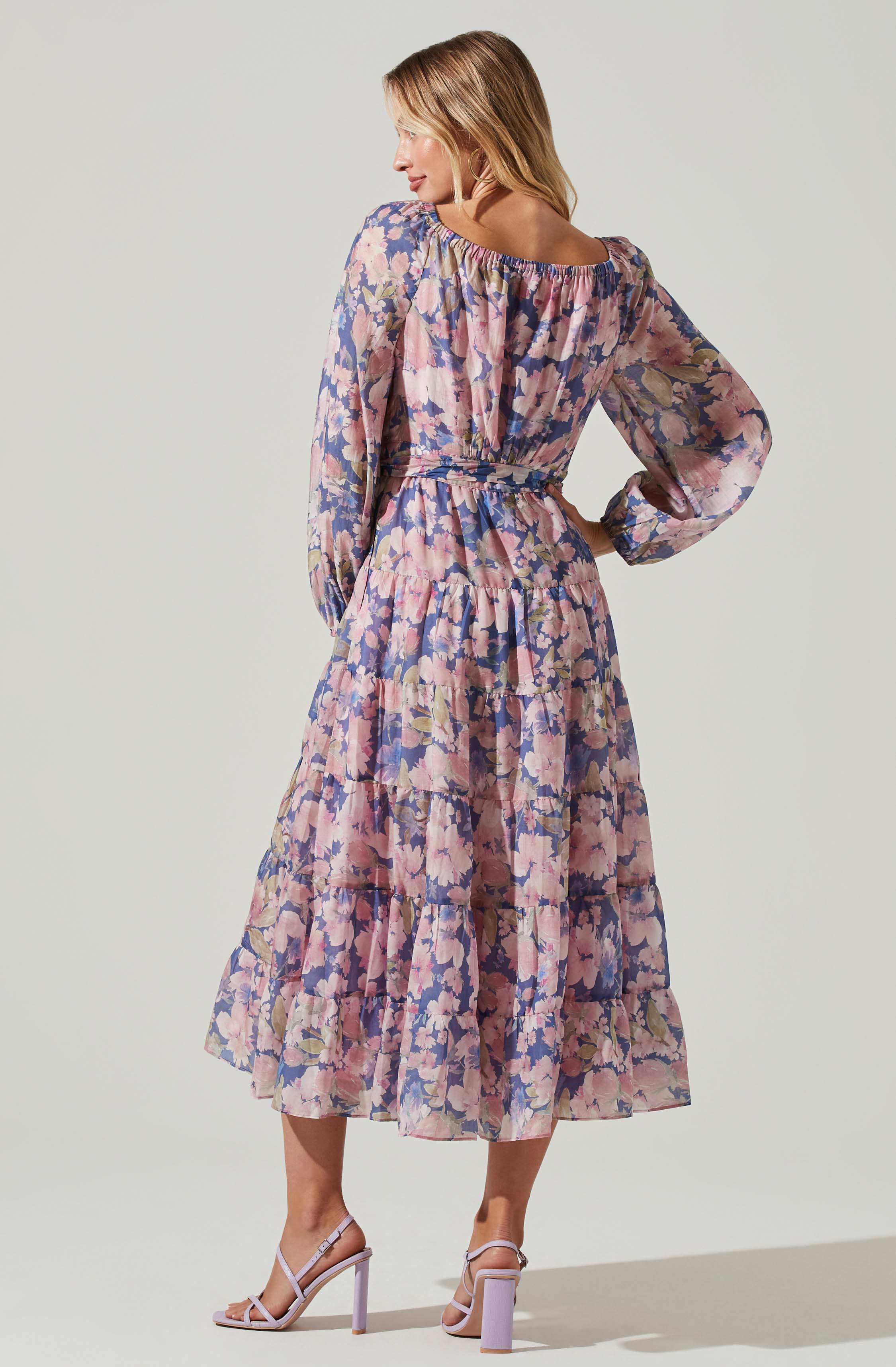 Jannika Floral Wrap Front Midi Dress-Aljck