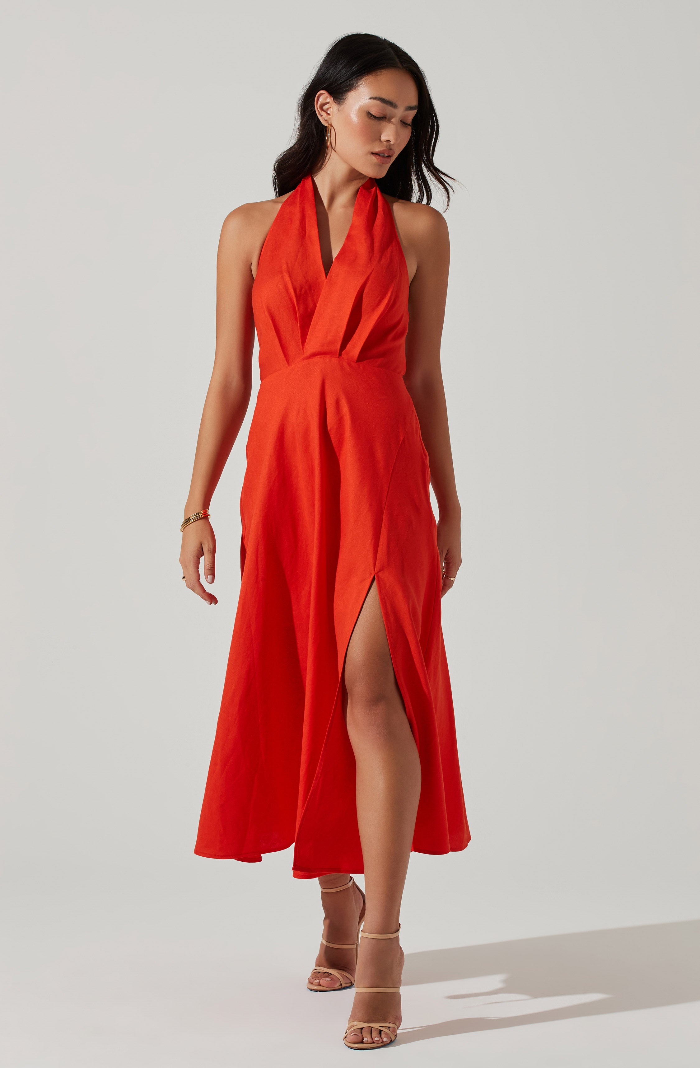 Keava Halter Midi Dress-Aljck