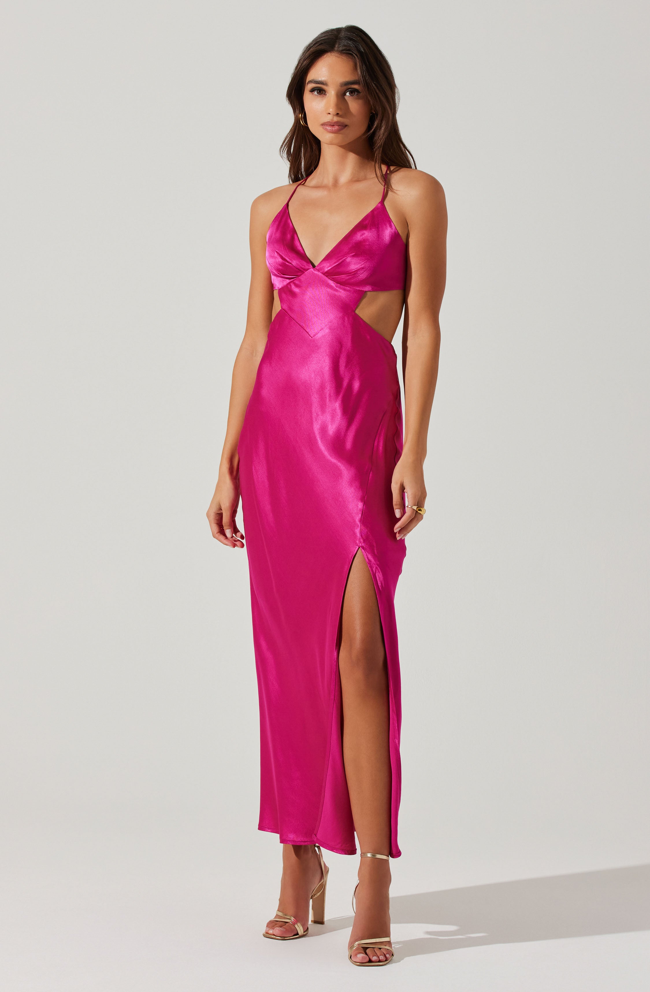 Norelle Satin Midi Dress-Aljck