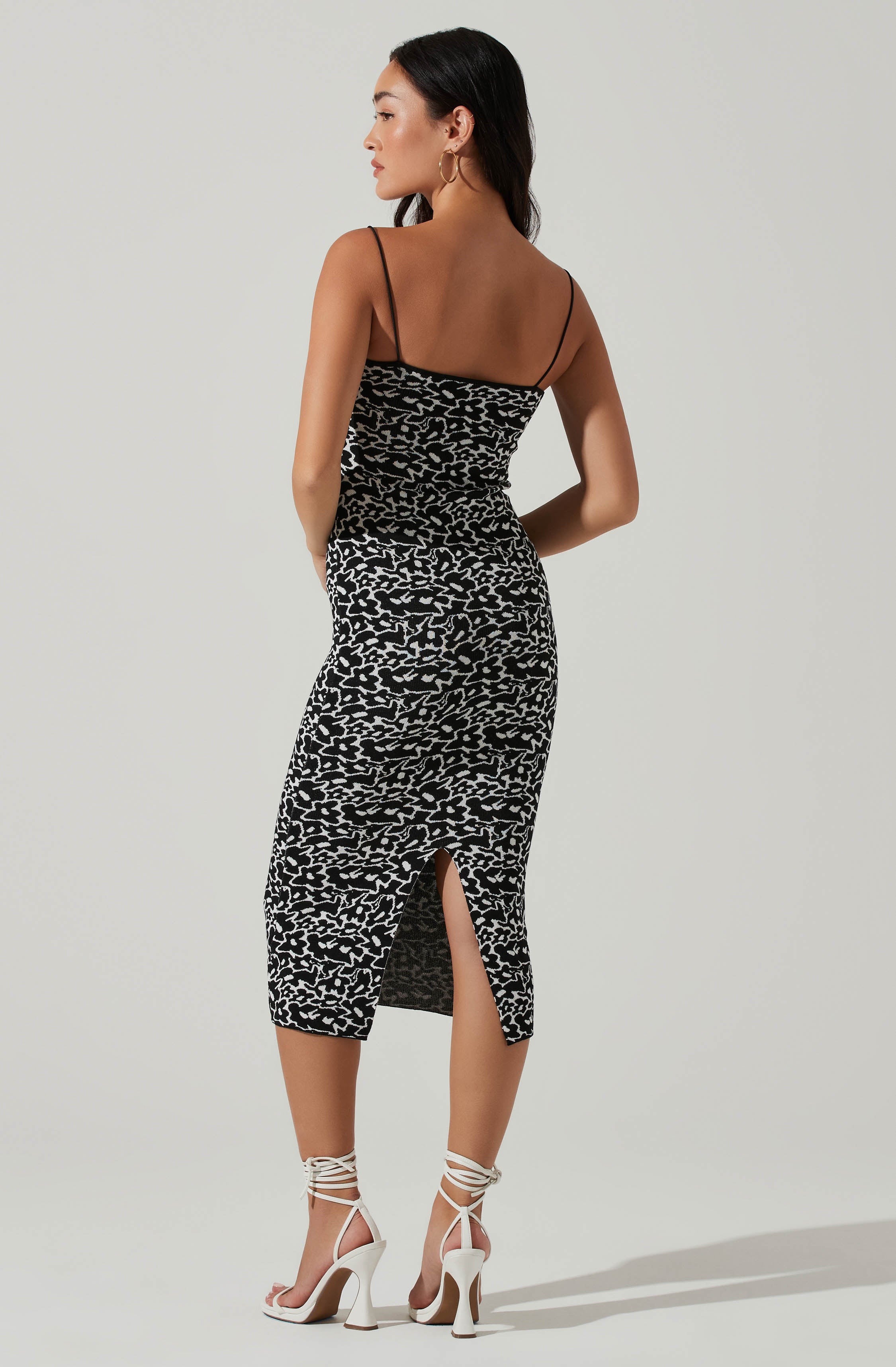 Catira Floral Knit Bodycon Midi Dress-Aljck