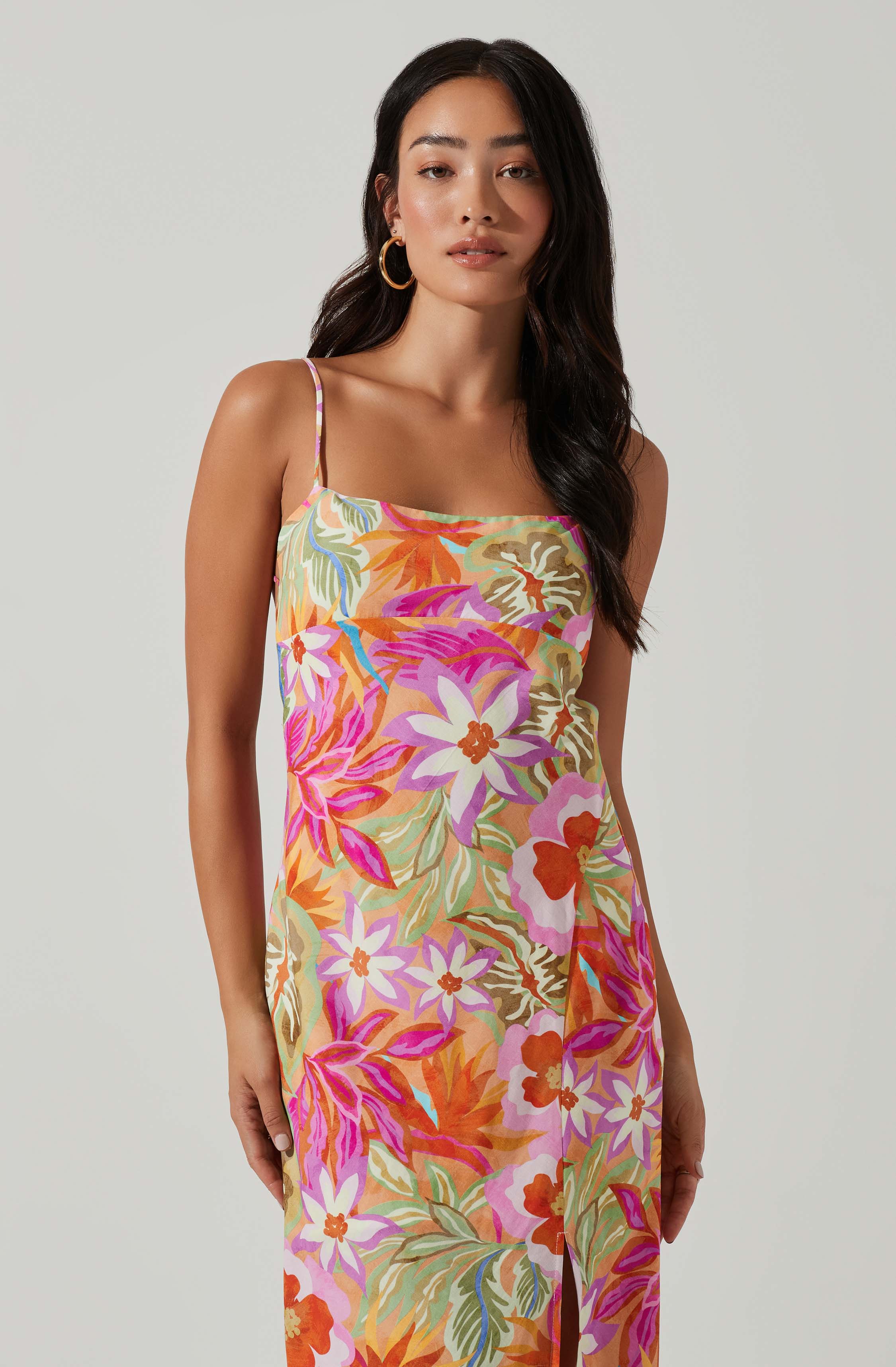 Gabriella Floral Strappy Back Midi Dress-Aljck