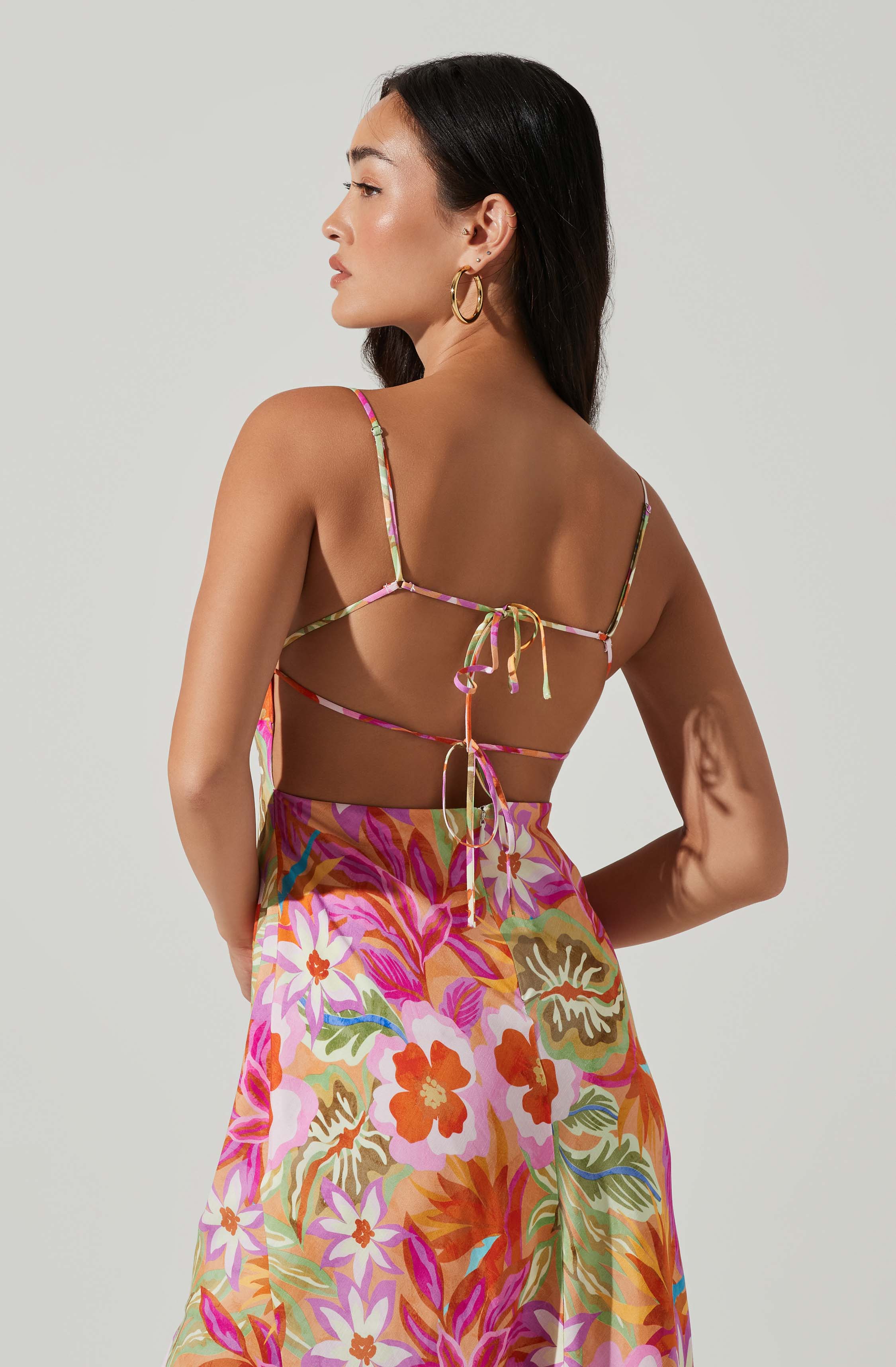Gabriella Floral Strappy Back Midi Dress-Aljck