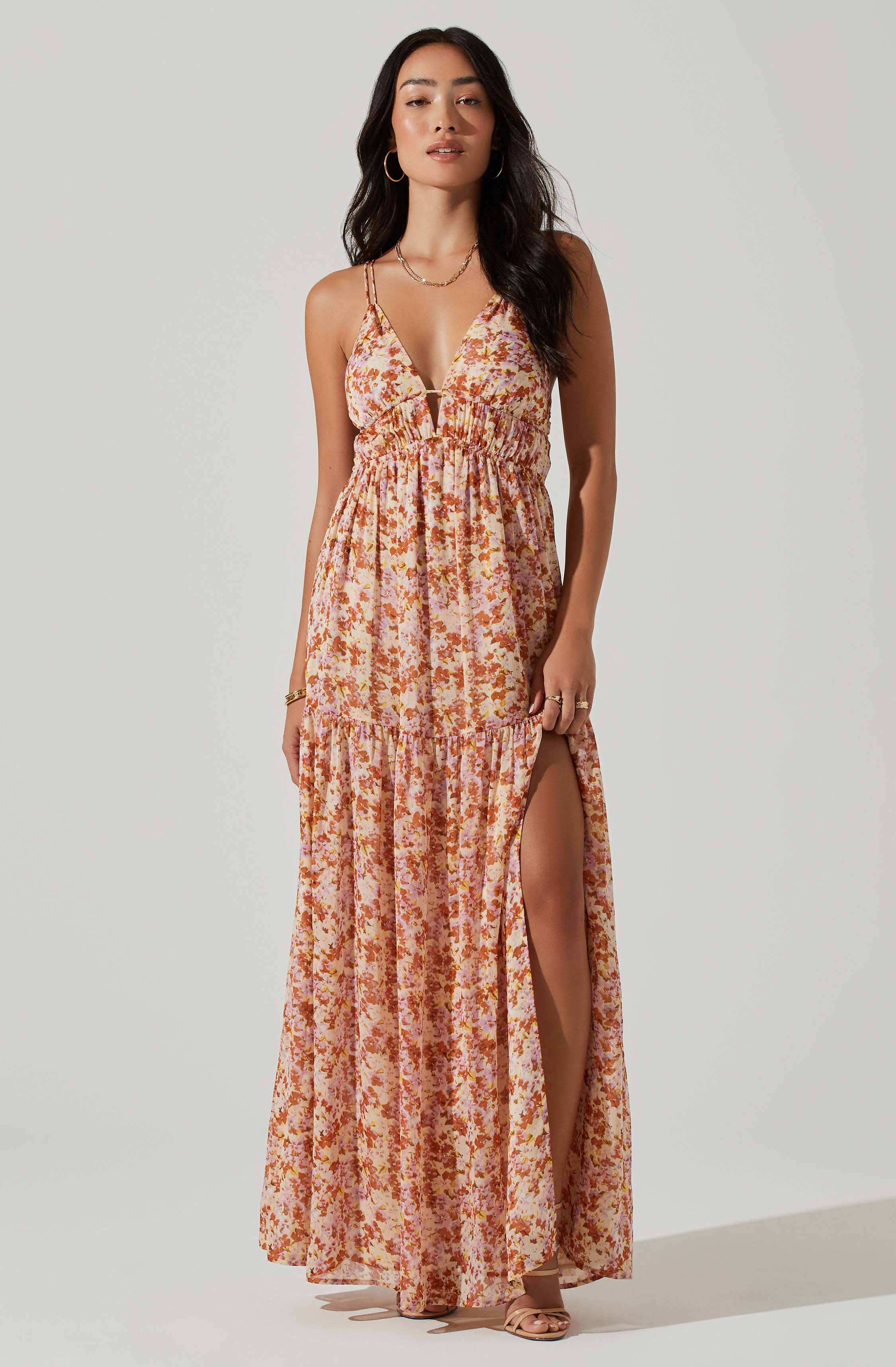 Ryliana Floral Tiered Maxi Dress-Aljck