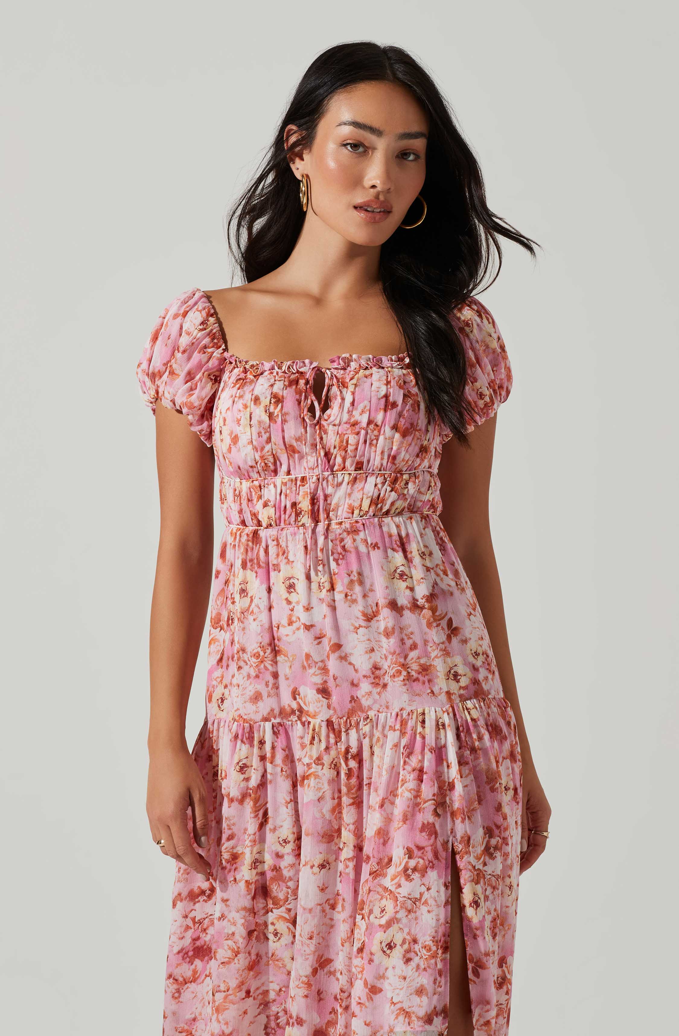 Roseline Off Shoulder Floral Maxi Dress-Aljck