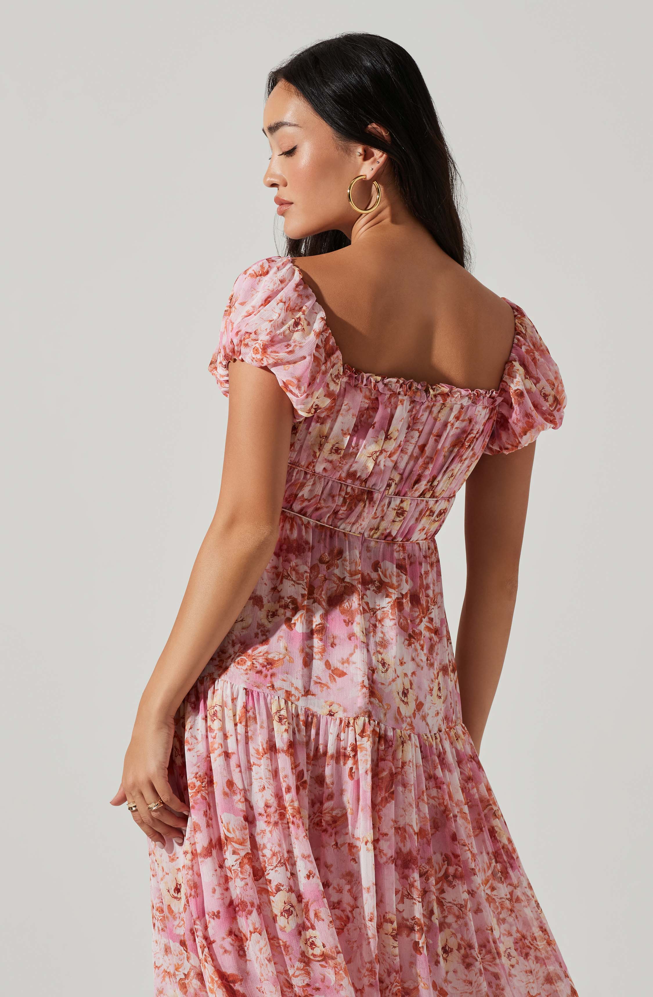 Roseline Off Shoulder Floral Maxi Dress-Aljck