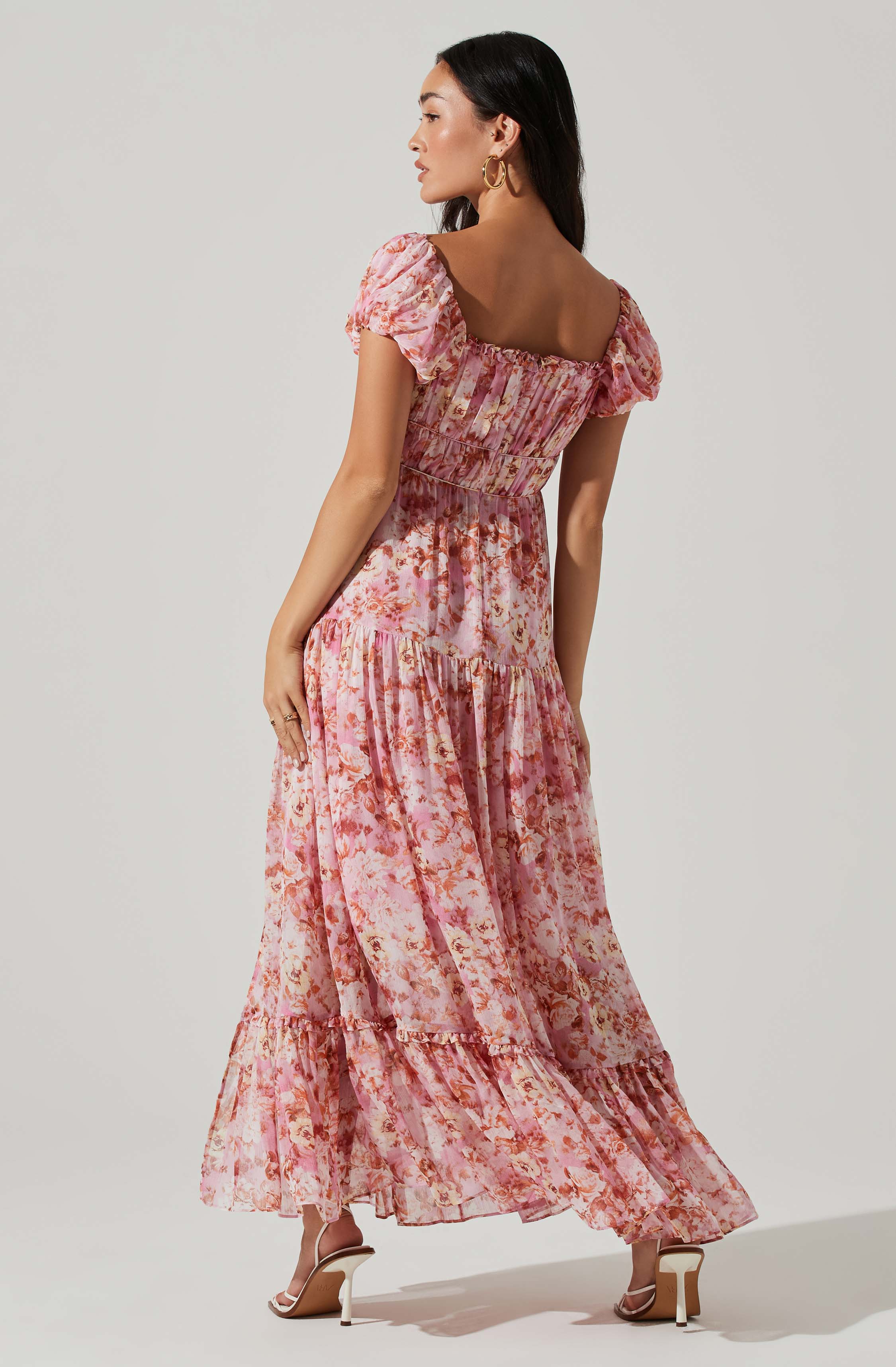 Roseline Off Shoulder Floral Maxi Dress-Aljck