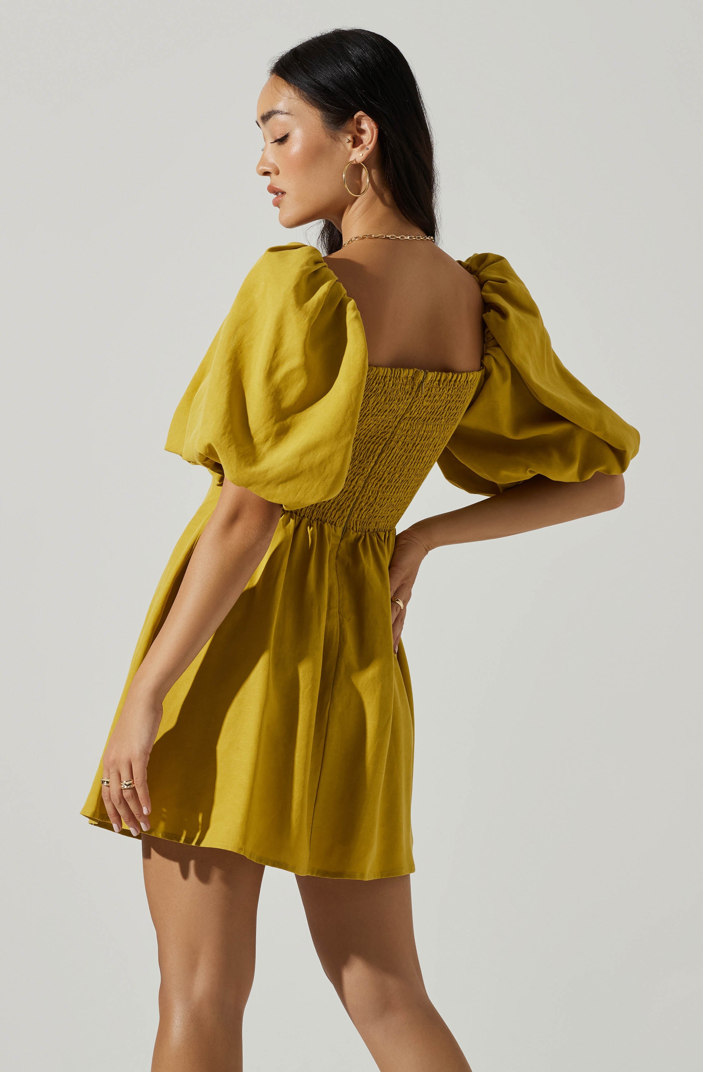 Serilda Cutout Puff Sleeve Mini Dress-Aljck