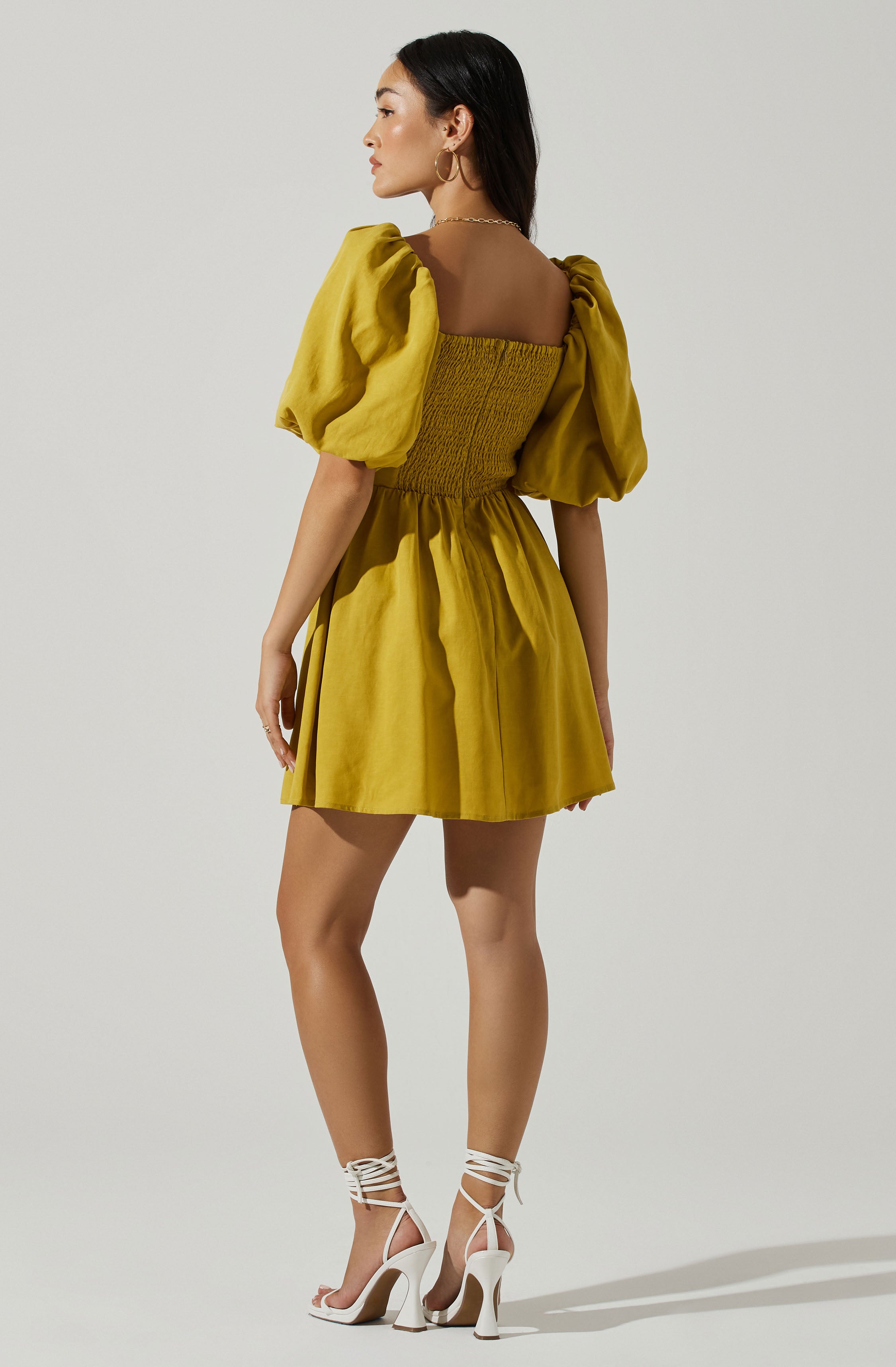 Serilda Cutout Puff Sleeve Mini Dress-Aljck