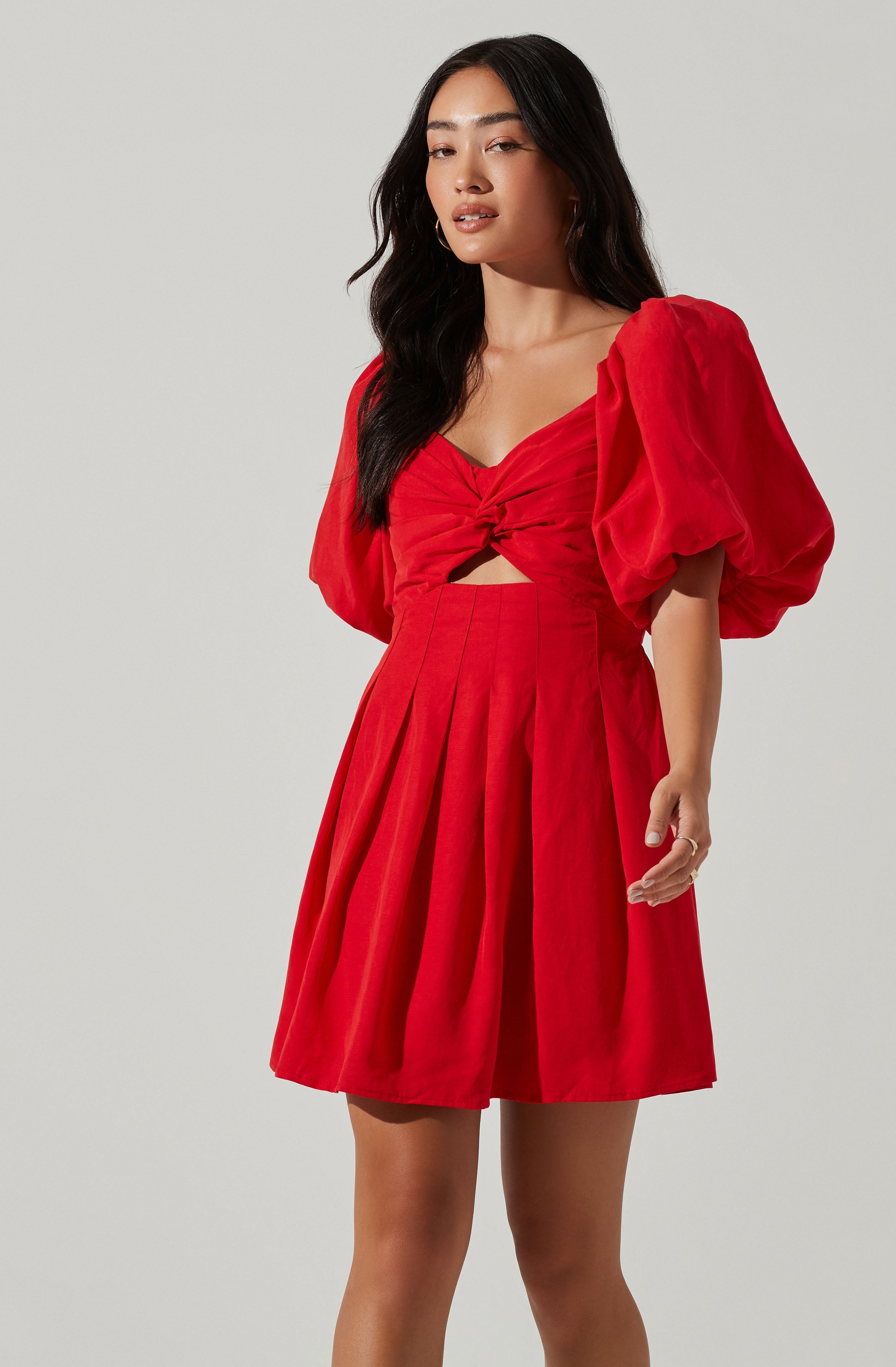 Serilda Cutout Puff Sleeve Mini Dress-Aljck