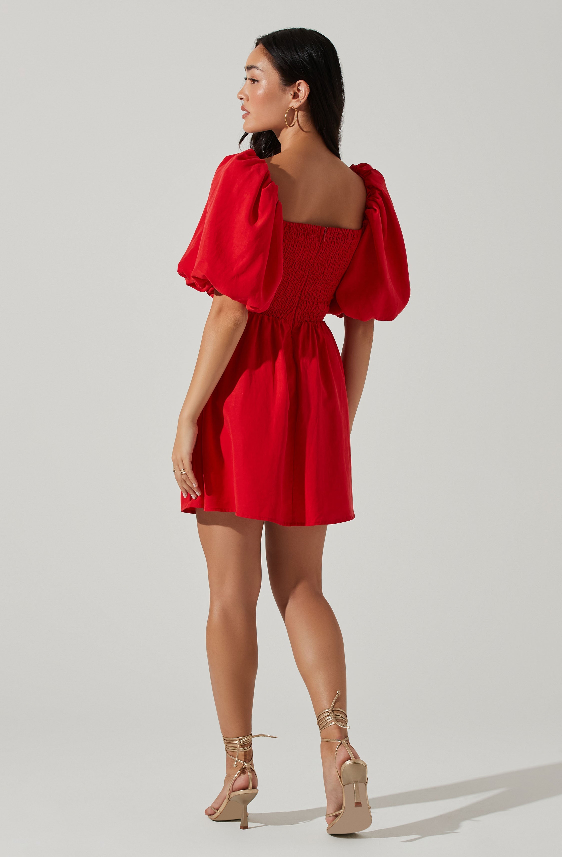 Serilda Cutout Puff Sleeve Mini Dress-Aljck