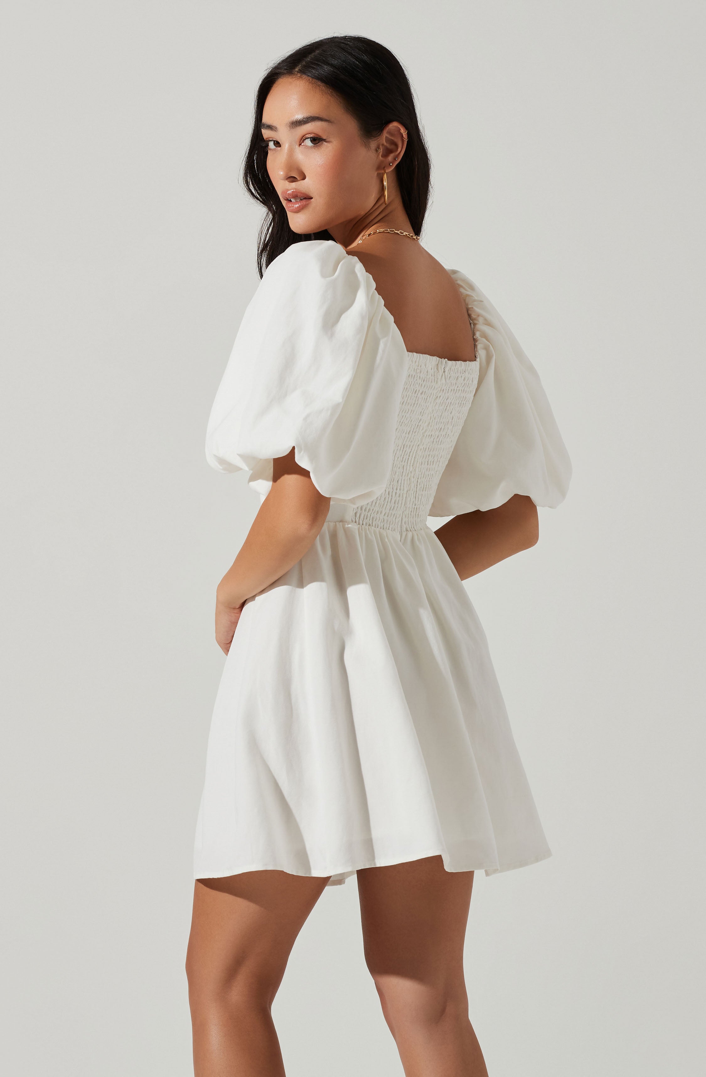 Serilda Cutout Puff Sleeve Mini Dress-Aljck