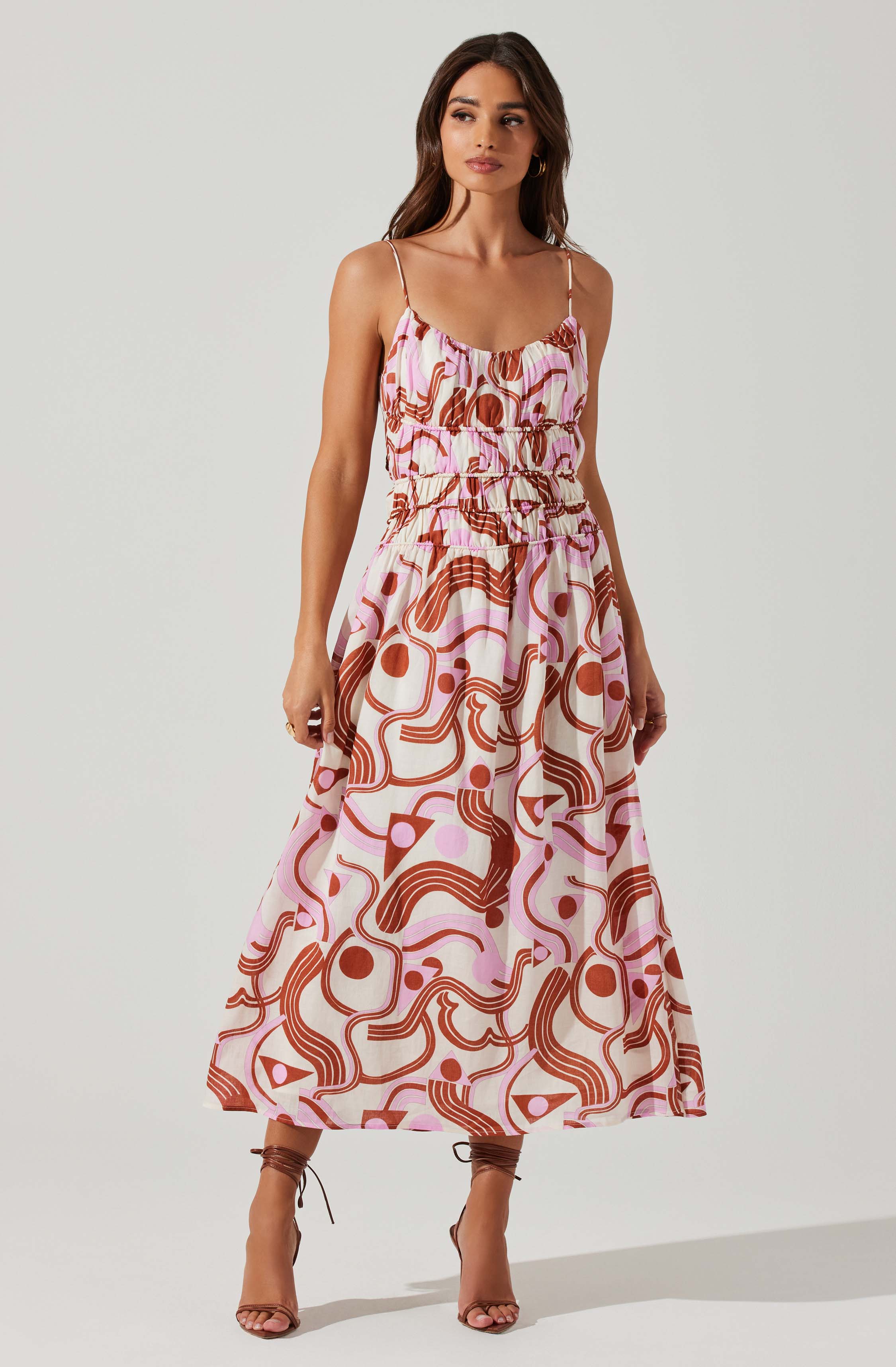 Suzy Abstract Print Midi Dress-Aljck