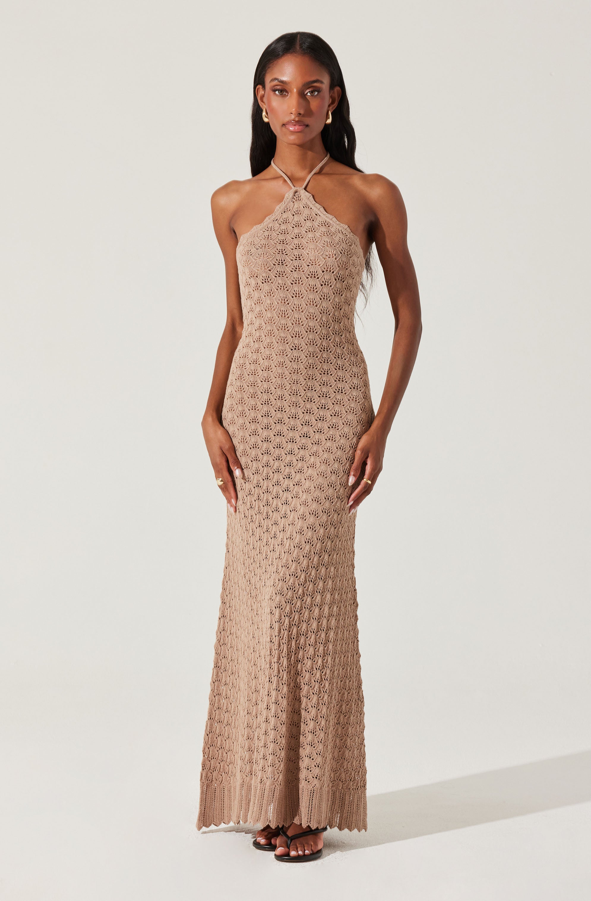 Shira Knit Halter Maxi Dress-Aljck