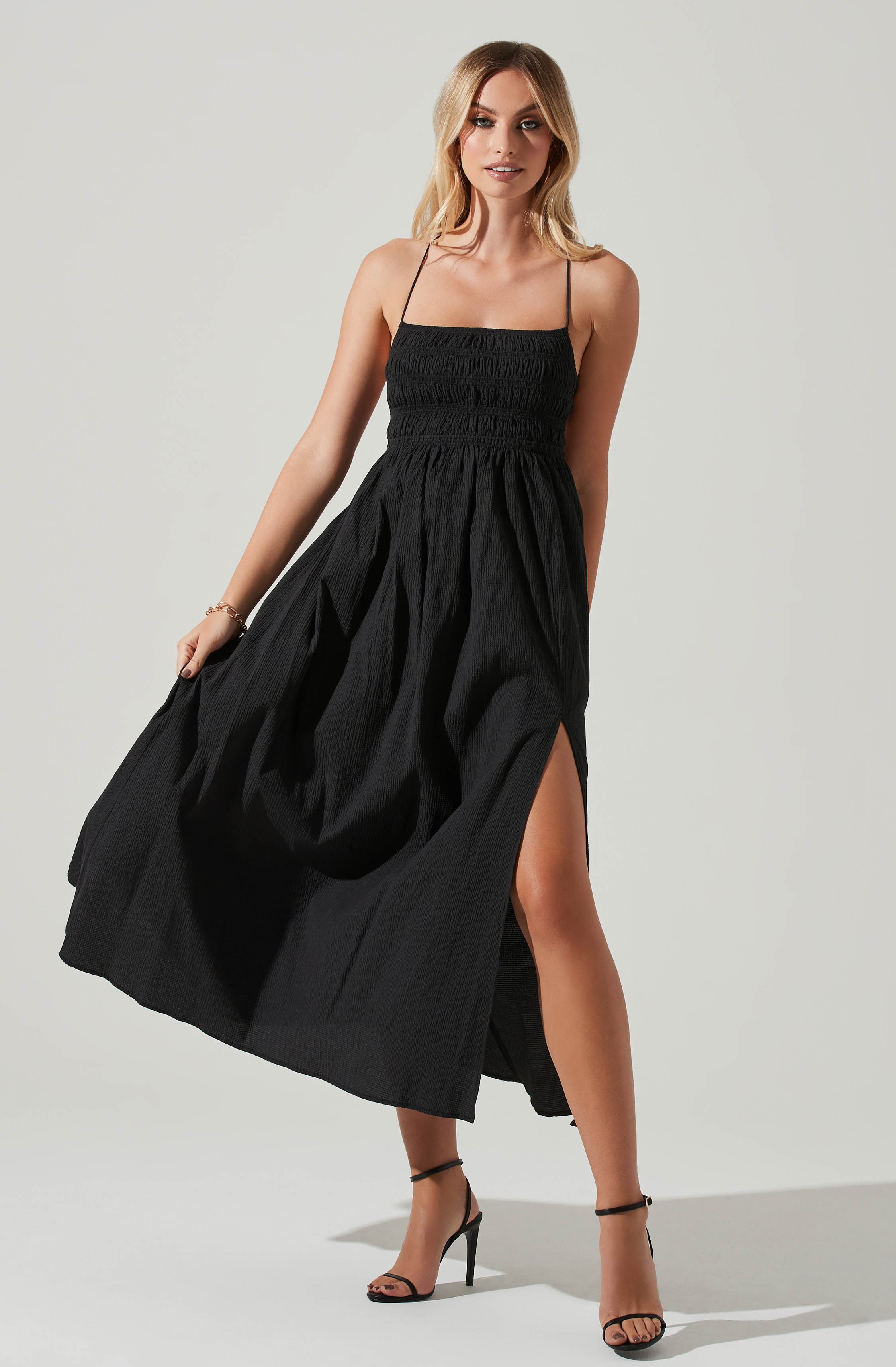 Stasia Smocked Midi Dress-Aljck